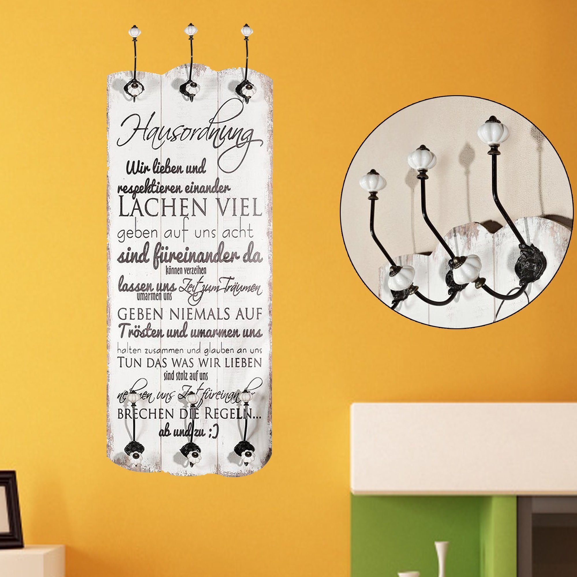 Melko Wandgarderobe Garderobenpaneel Wandgarderobe mit Kleiderhaken in Weiß günstig online kaufen