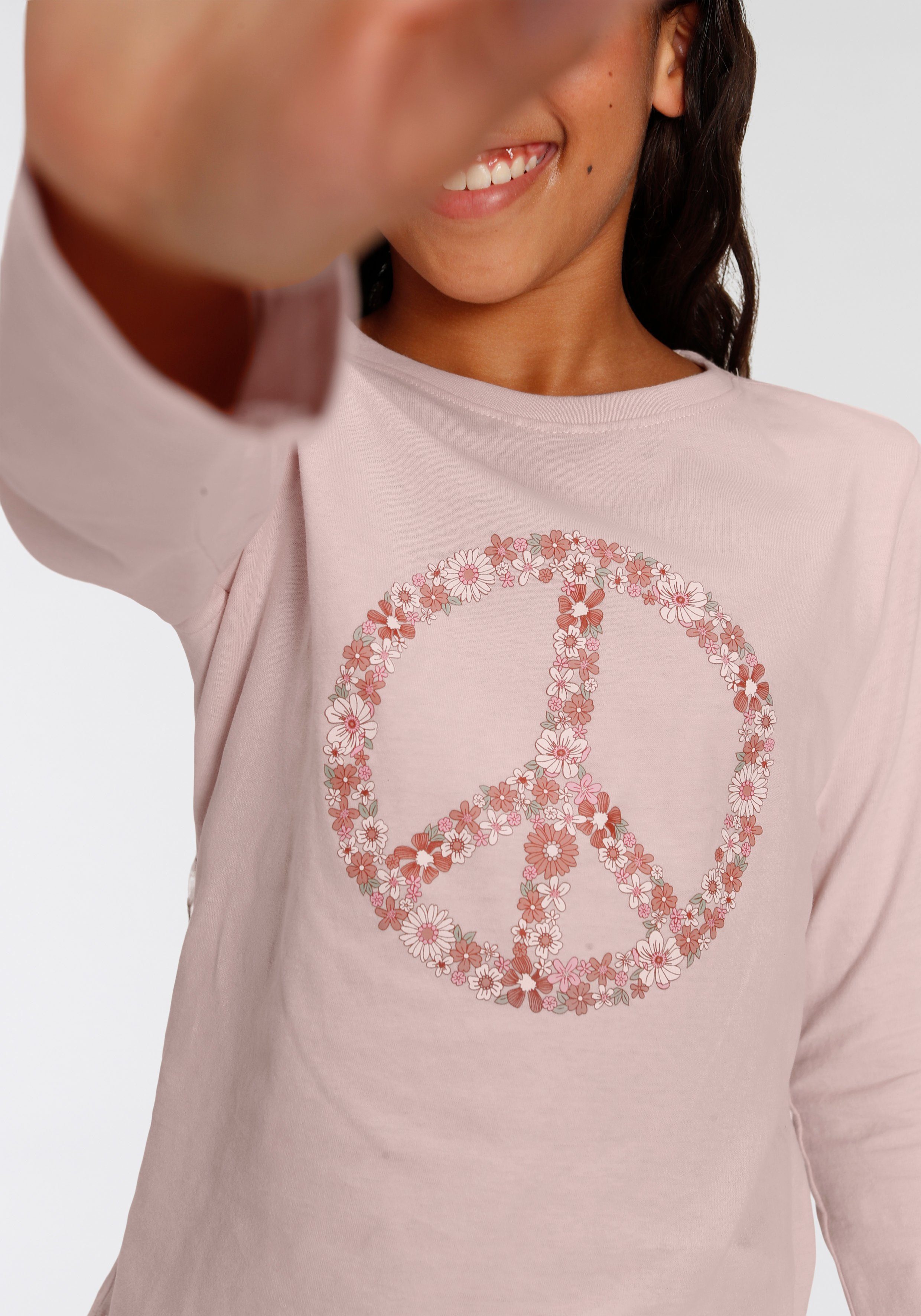KIDSWORLD Langarmshirt Peace Langarm, Basic-Passform, mit Statements/Sprüchen
