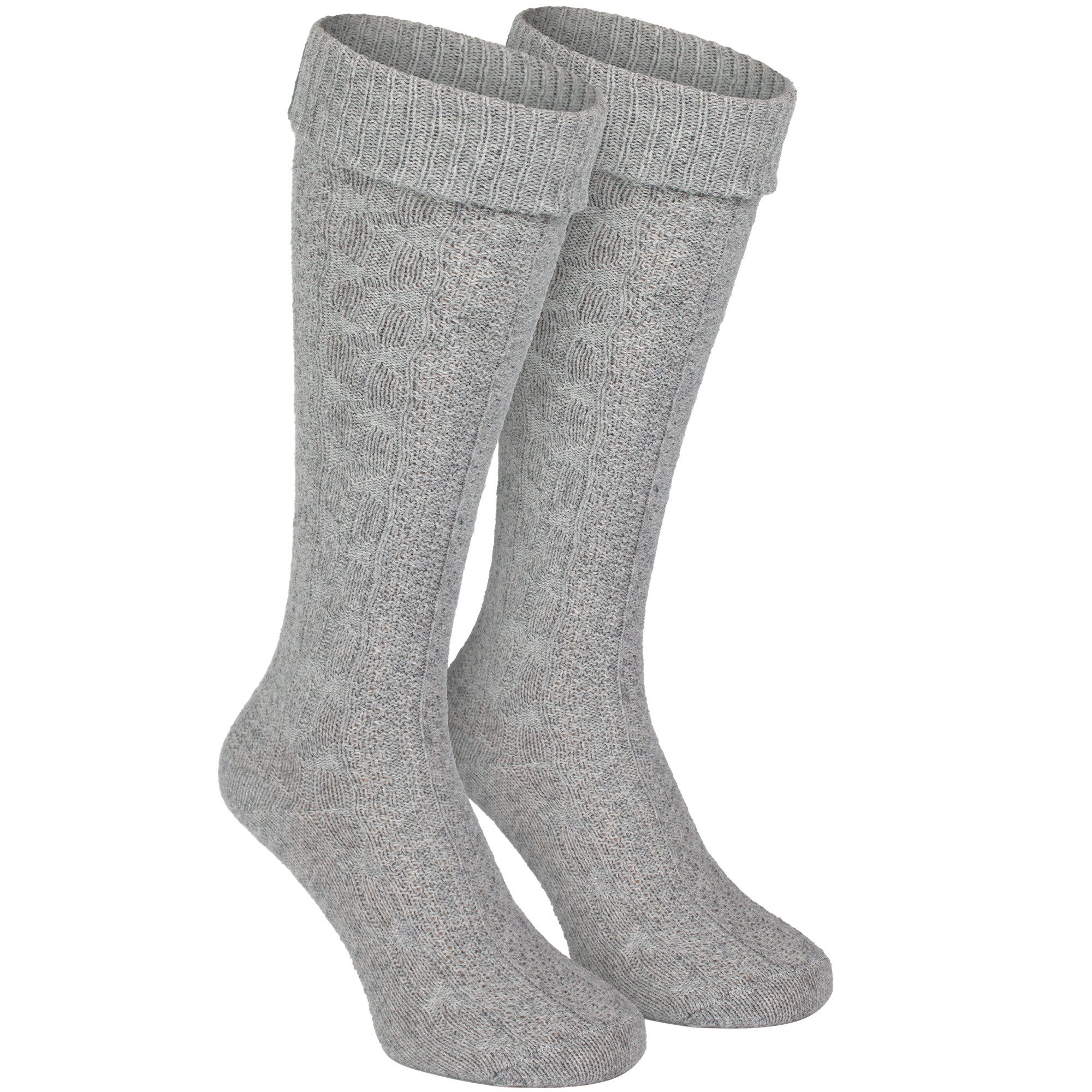 Black Snake Trachtensocken Trachten Kniestrümpfe mit Zopfmuster für Damen & Herren (Kniestrümpfe, 1-Paar, 1 Paar Trachten Kniestrümpfe) Kniehohe Trachtenstrümpfe mit Zopfmuster und Umschlagbund