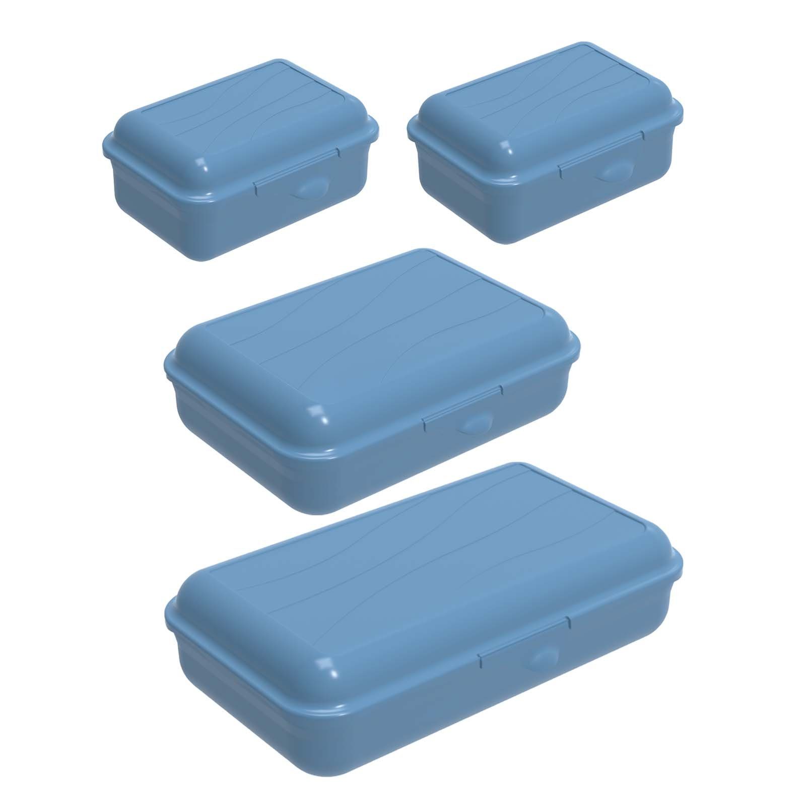 ROTHO Vorratsdose Fun Vesperdosen-Set 4tlg. (Vesperdosenset, Kunststoff Blue 2 BPA-frei, x 4-tlg) 0.4l, Set 1.7l, Horizon 1.25l, (PP)