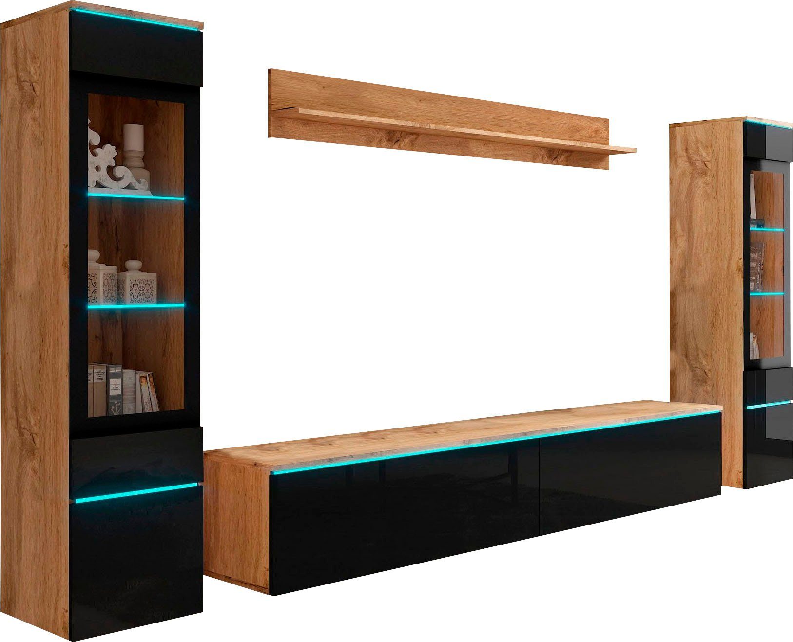 INOSIGN Wohnwand VERA II, Vitrinen Türanschlag wechselbar, (Komplett-Set, 4 günstig online kaufen