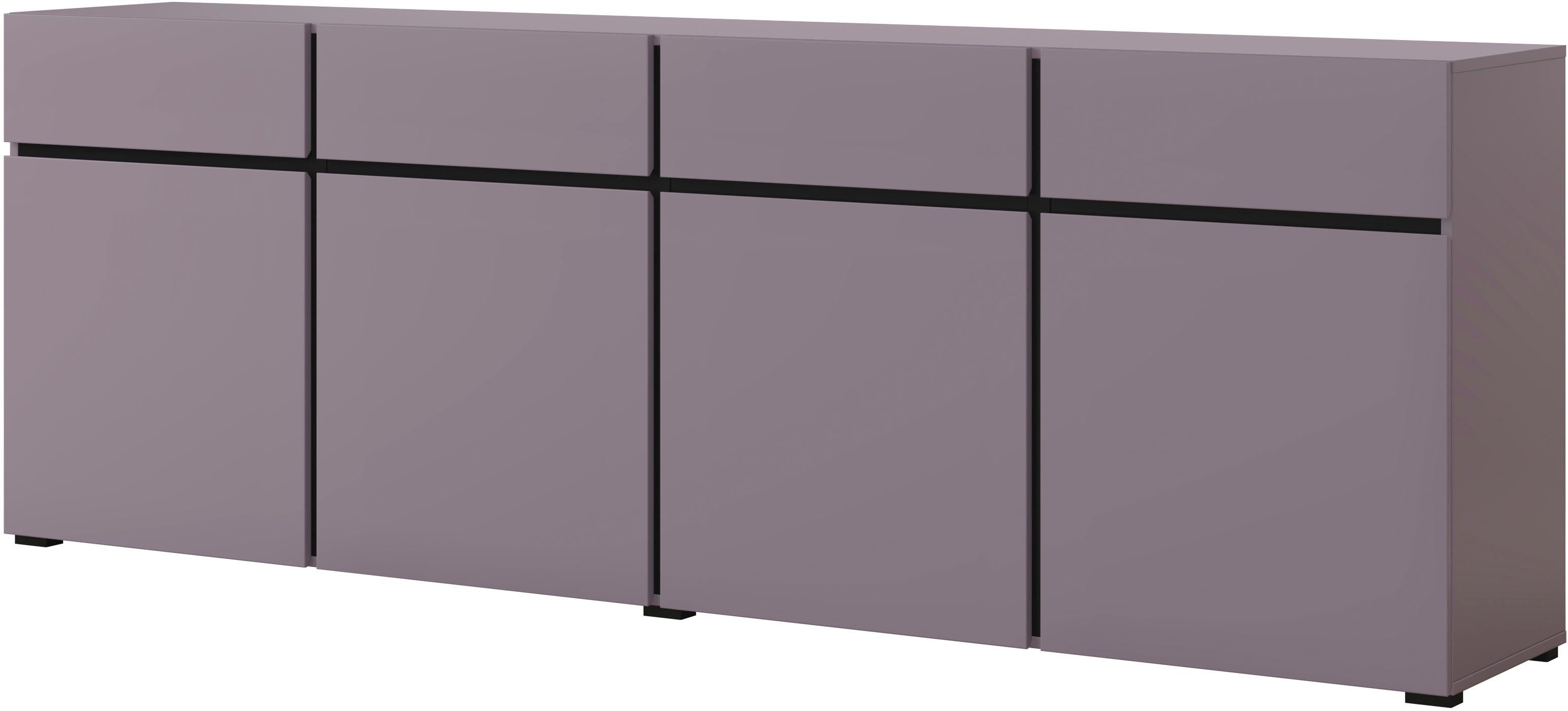 OTTO home Sideboard Cross,Breite 225 cm, moderne grifflose Kommode,4 Türen/4 Schubkästen, Schubladenschrank mit viel Stauraum, Einlegeböden verstellbar
