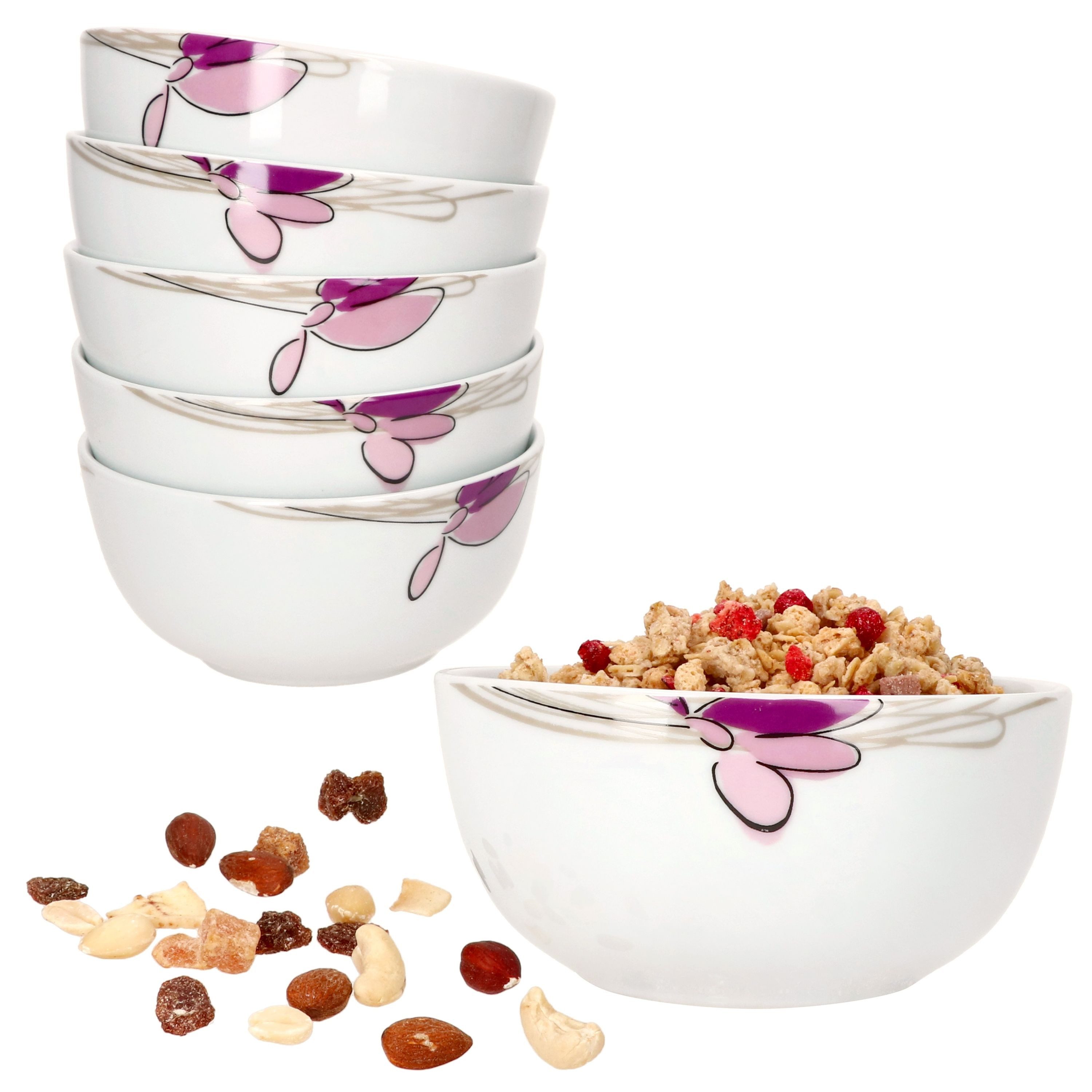 MamboCat Müslischale 6x Viola Müsli-Schale Ø14,2cm 480ml Porzellan 6 Personen, Porzellan