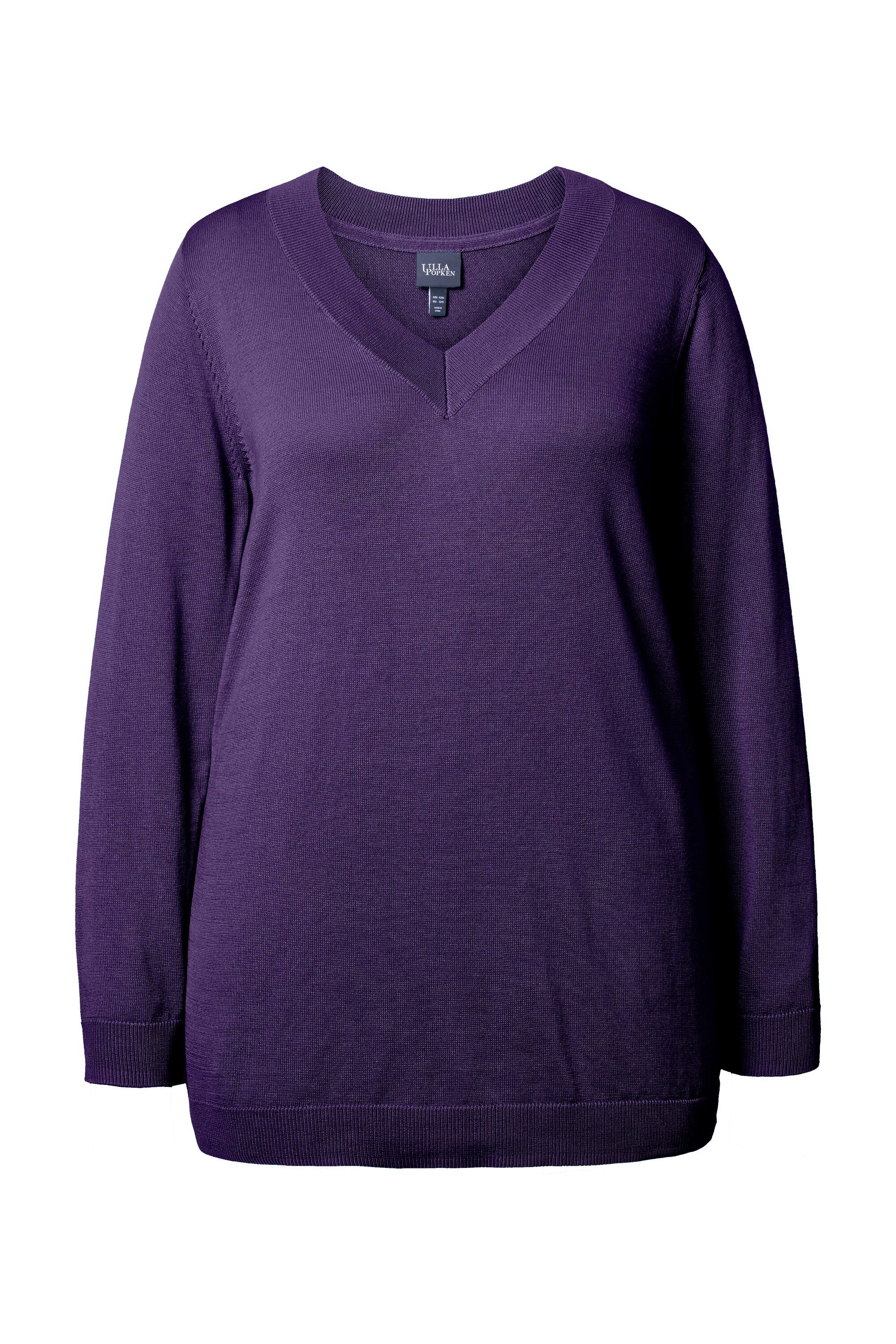 Ulla Popken Strickpullover Pullover V-Ausschnitt Langarm weicher Feinstrick günstig online kaufen