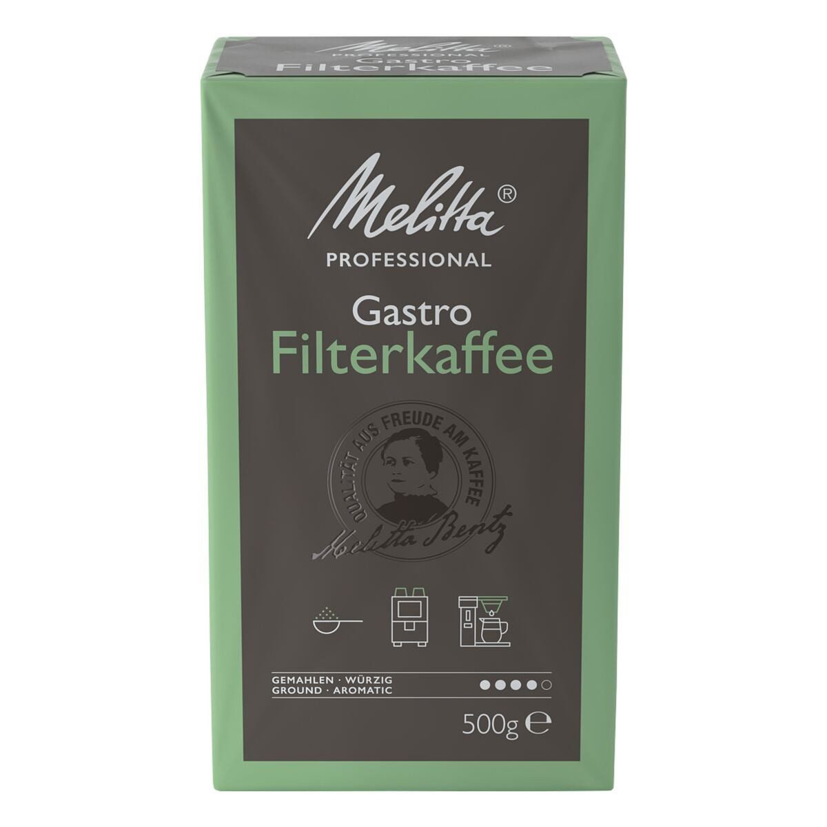 Melitta Kaffee Gastro Filterkaffee würzig & ergiebig, 500 g, gemahlen, Intensität: 4 von 5