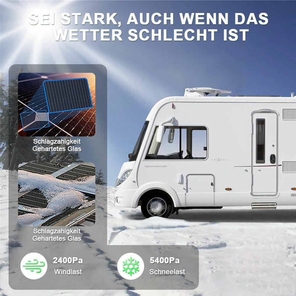 Rhein Beleuchtung Solarmodul 100W Solarpanel 12V – Monokristalline Solarmodule mit Halbzellen, 100 W, Monokristallin, (Set, 1-St., 58×76×3 cm Aluminiumrahmen – ideal für Wohnmobil, Boot & Garten), Hohe Umwandlungseffizienz & IP65 wetterfest – robust & langlebig