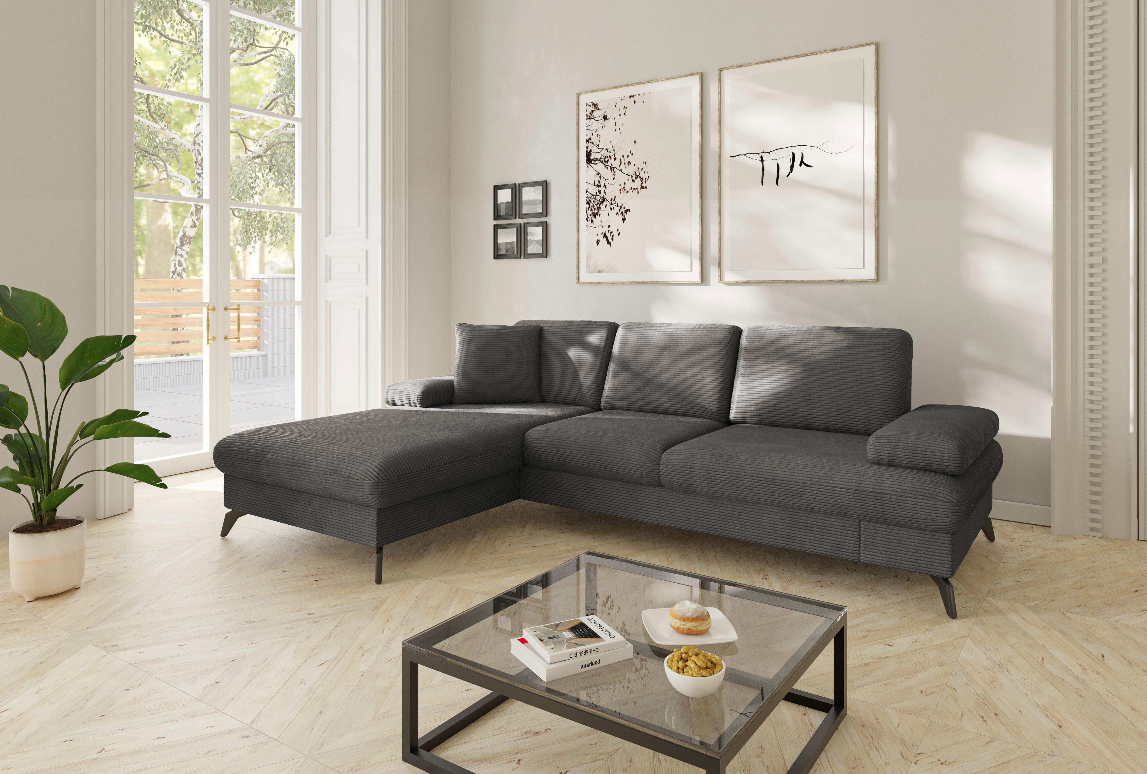 sit&more Ecksofa Morris Jubi L-Form, B: 247 cm, mit Armteilfunktion & 1 Zierkissen, optional Bettfunktion