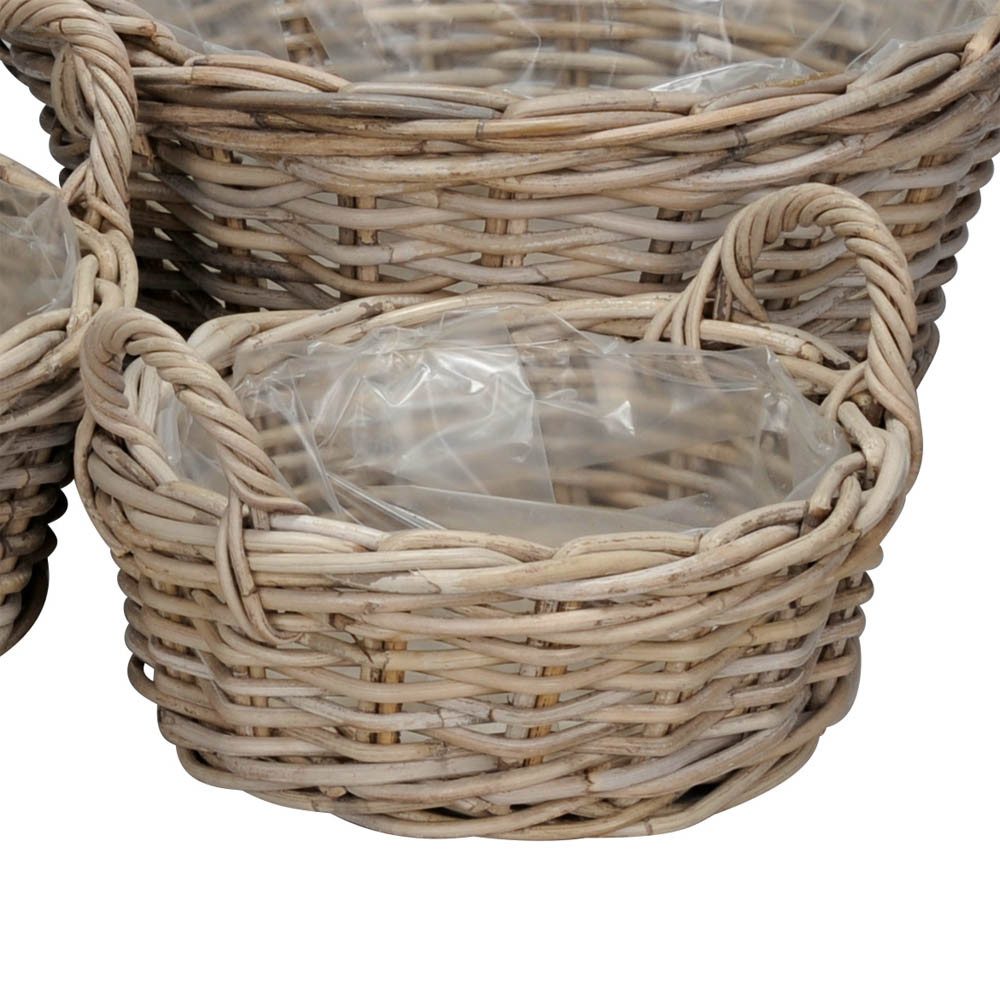 Pflanzkübel Pflanzkorb FARMER grau braun D26cm Kooboo Rattan Rattankorb - KLEIN