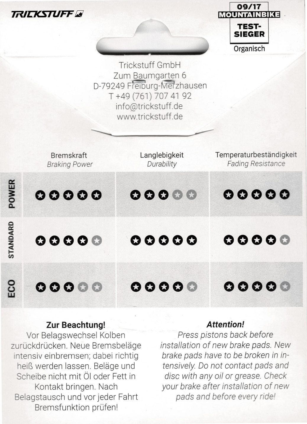 Trickstuff Bremsbelag Trickstuff 130 Standard Scheiben - Bremsbeläge