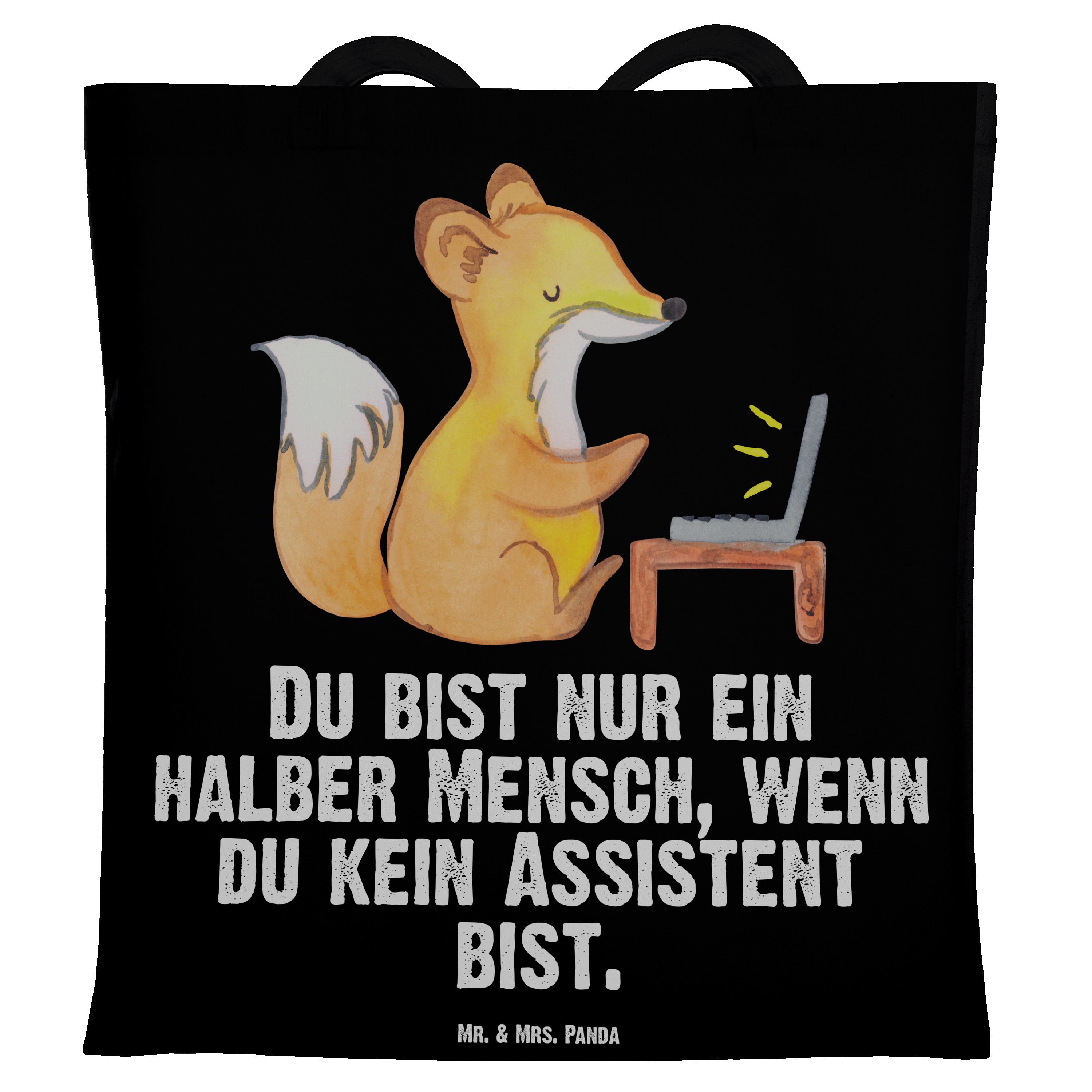 Beuteltasche, & mit Schwarz (1-tlg) Panda - - Tragetasche Ei Mr. Assistent Mrs. Dankeschön, Herz Geschenk,