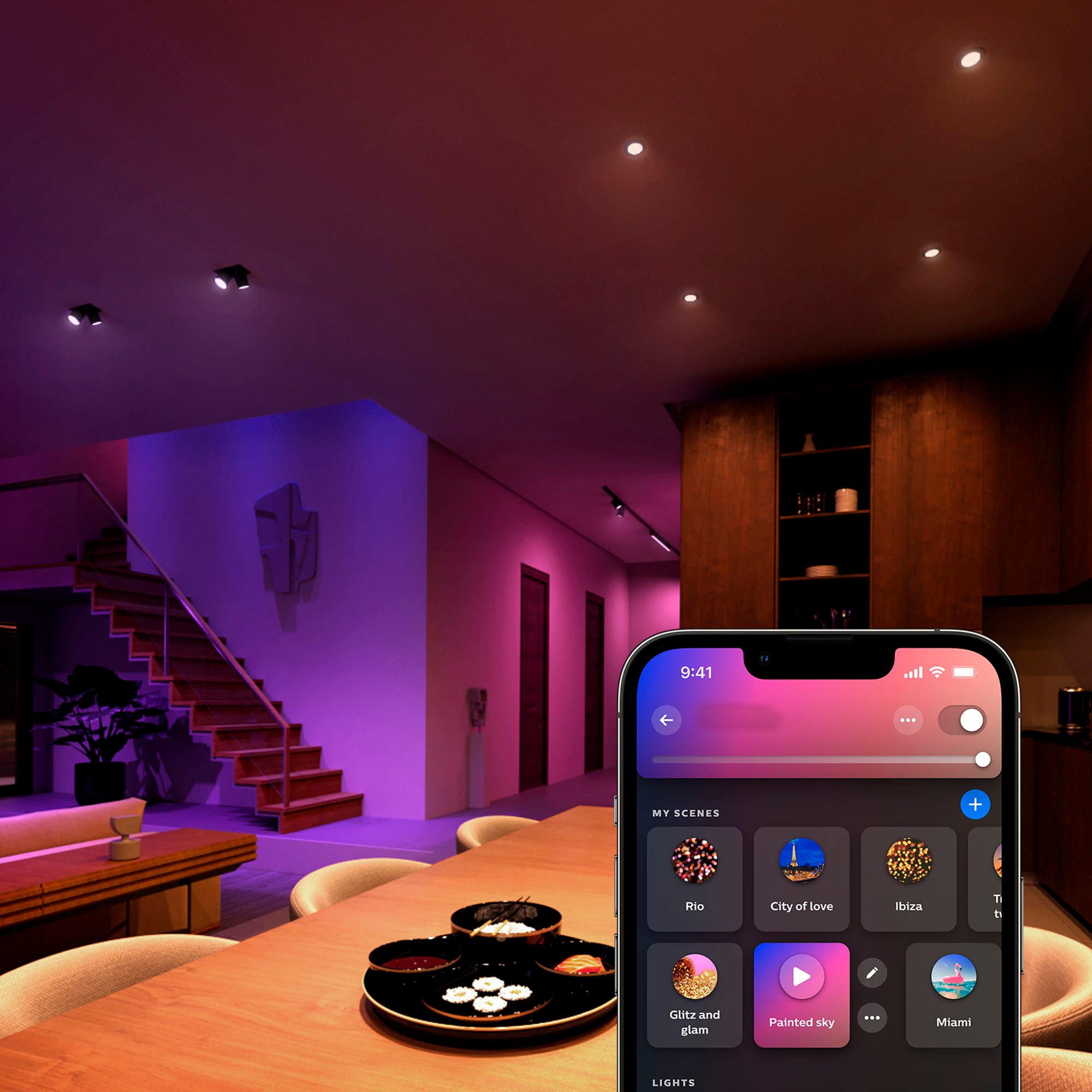 Philips Hue LED-Leuchtmittel White and Color Ambiance 400lm, GU10, 3 St., Farbwechsler