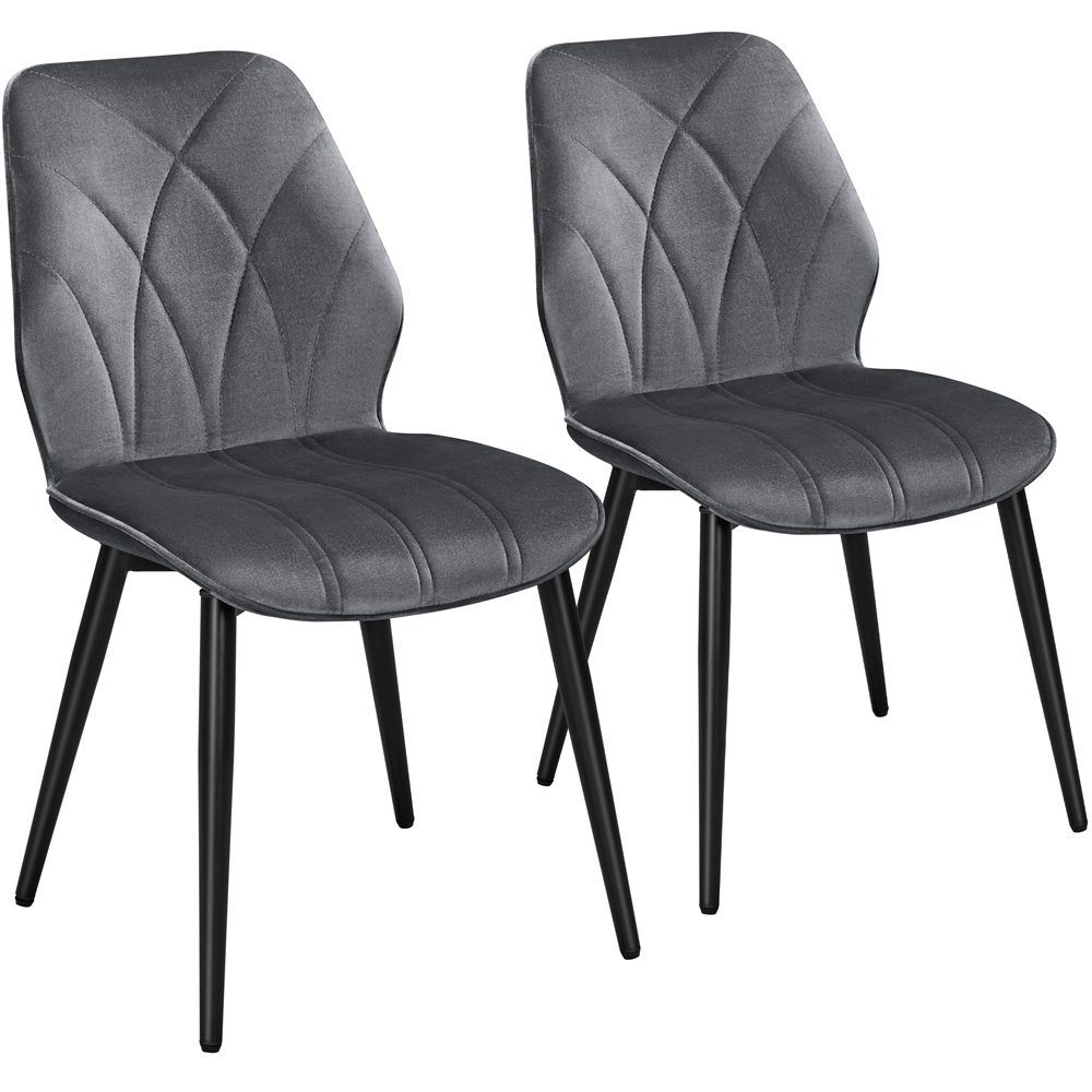 Yaheetech Küchenstuhl, Esszimmerstühle 2er Set Polsterstuhl für Küche/Esszimmer grau | Stühle