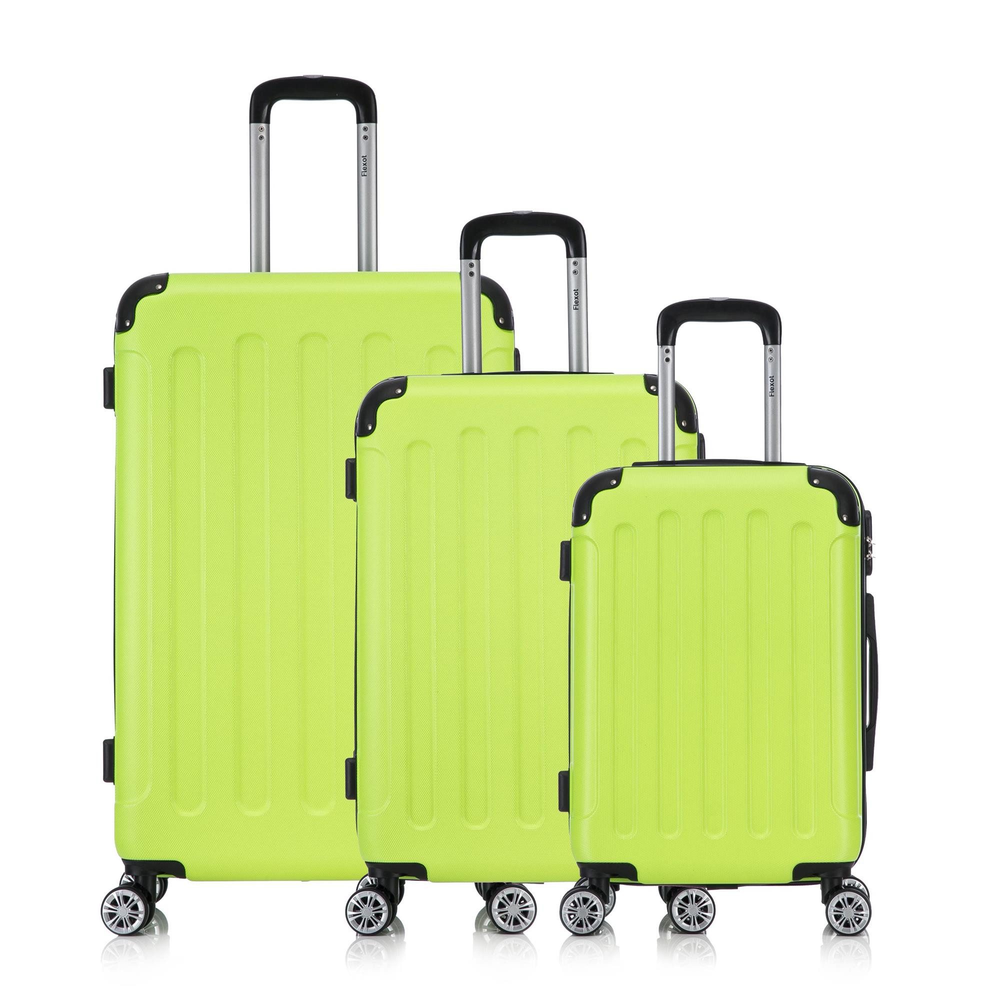 Flexot Hartschalen-Trolley F-2045 Kofferset, 360° Rollen, robuster Reisekoffer, Bordcase, 4 Rollen, Robuster und moderner Koffer mit vier 360° Rollen und Zahlenschloss