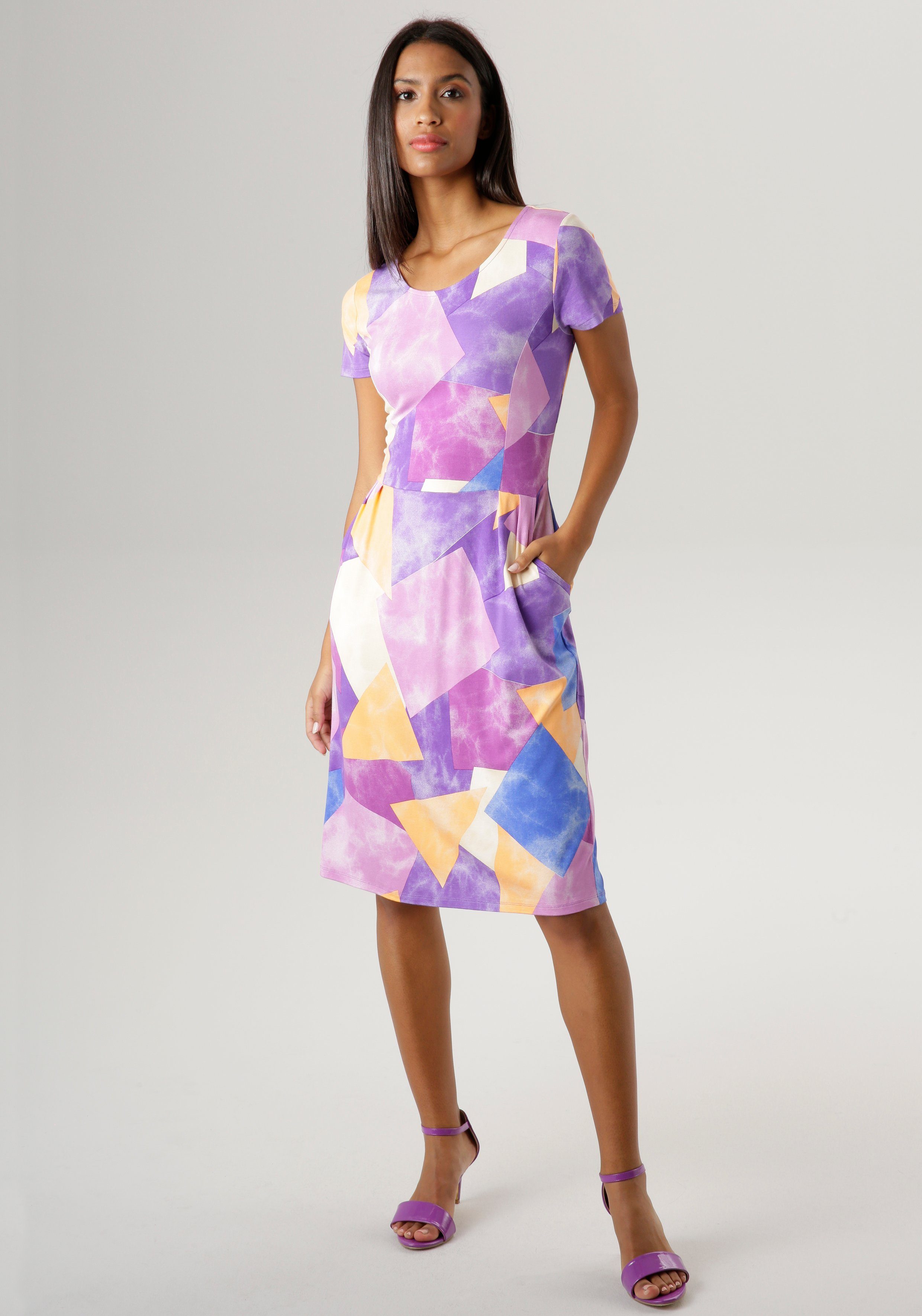- Aniston und Druck KOLLEKTION SELECTED Sommerkleid Taschen NEUE mit praktischen farbenfrohem