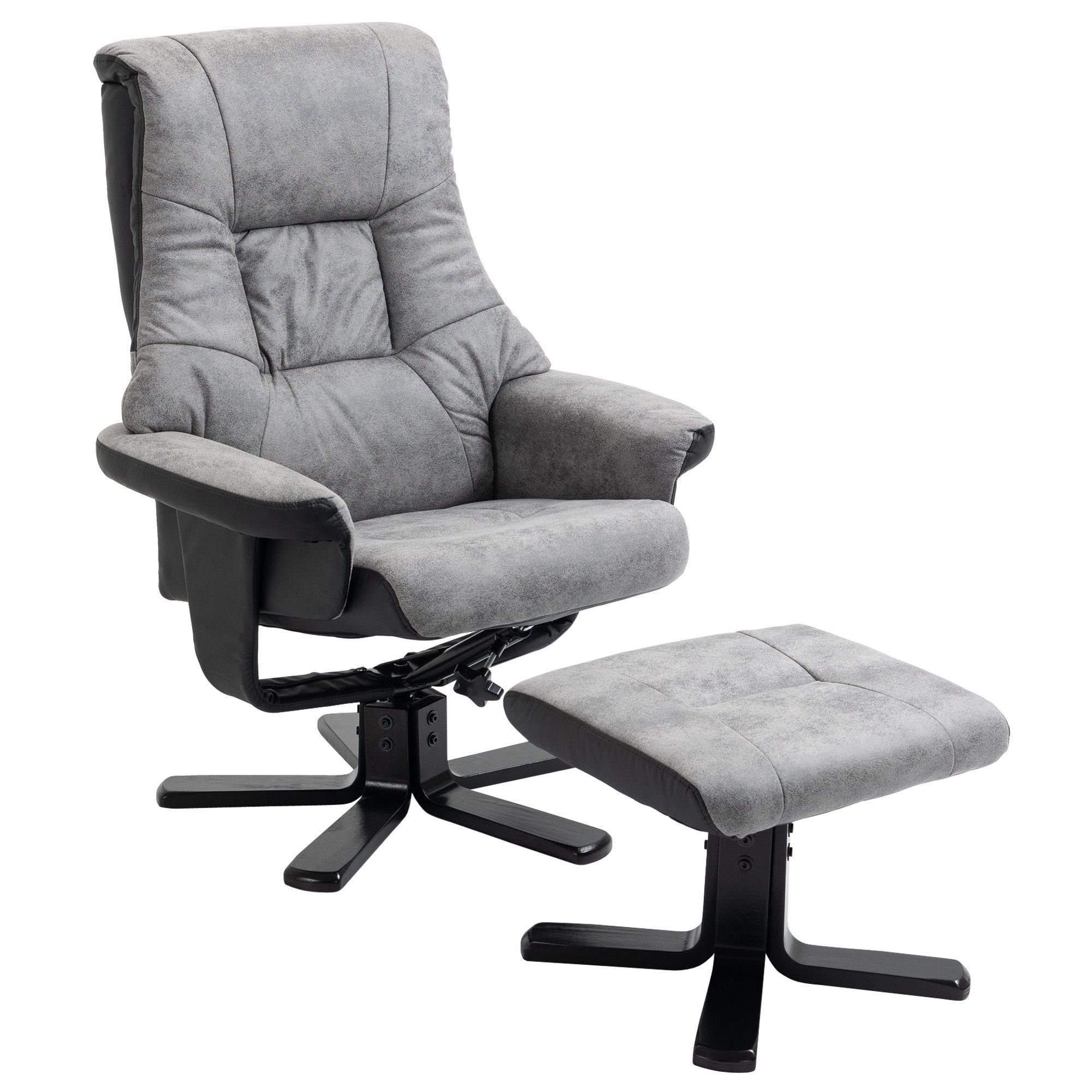 HOMCOM Relaxsessel TV Sessel mit Liegefunktion (Polstersessel, 2-St., Fernsehsessel), Mikrofaser Grau, 78 x 82.5 x 109 cm