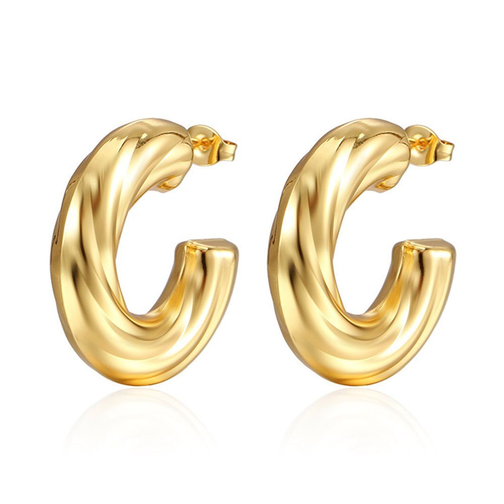 GLAMO Paar Ohrhänger Gold Hoop Ohrringe für Frauen,18K Gold plattiert,C-Hoops Ohrringe
