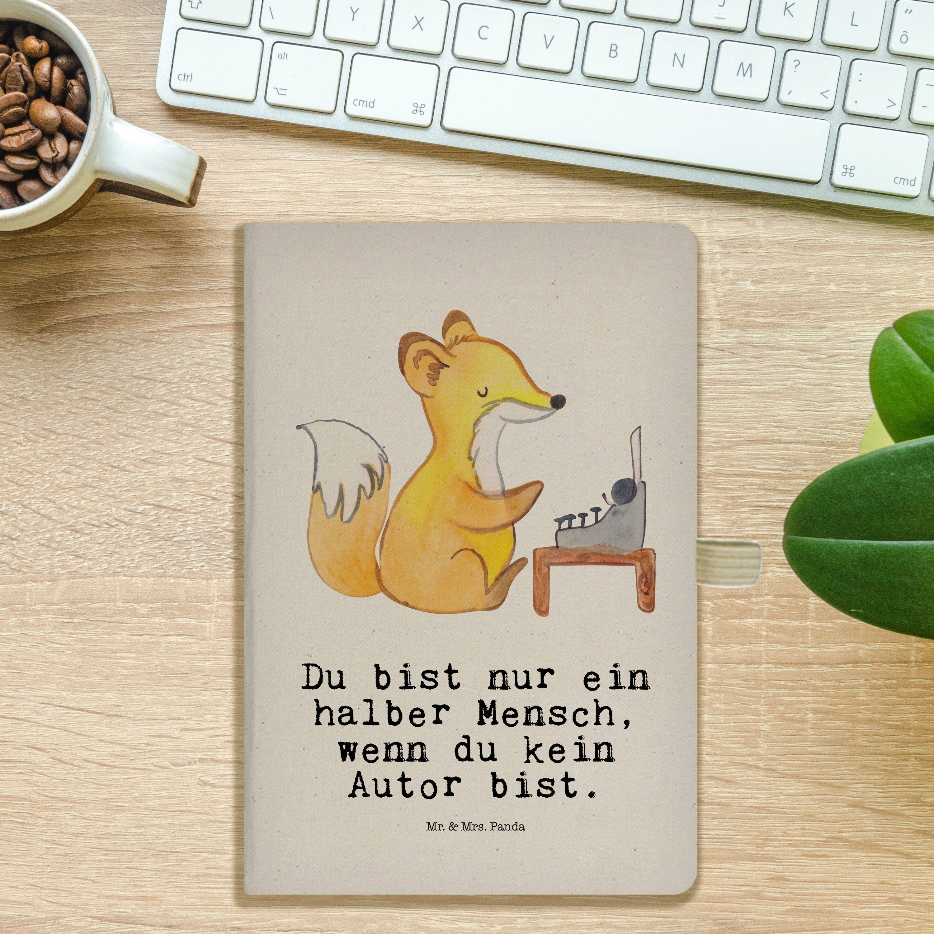 Thumbnail - Mr. & Mrs. Panda Notizbuch Autor Herz - Transparent - Geschenk, A5 Planer, A5 Notizbuch Liniert, Mr. & Mrs. Panda, Hochw...