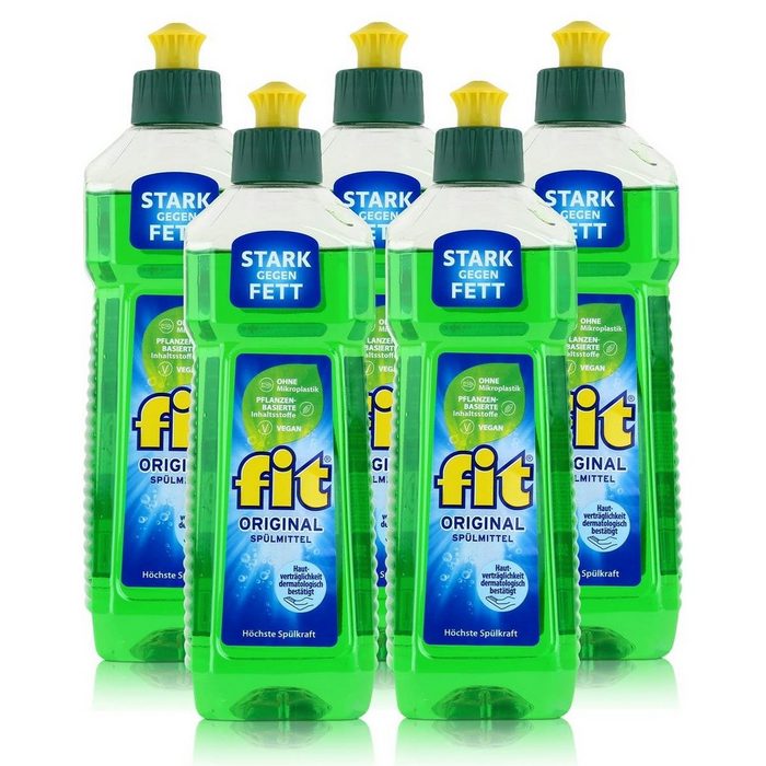 FIT fit Original Spülmittel 500ml - Stark gegen Fett (5er Pack) Geschirrspülmittel