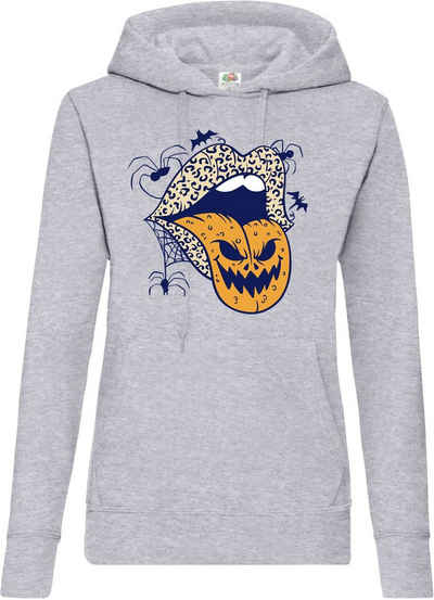 Youth Designz Kapuzenpullover Halloween Lippen Damen Hoodie Horror Logo im Fun-Look mit Trendigem Frontdruck
