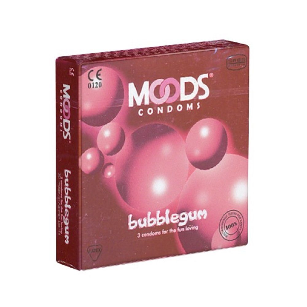 Condoms Spaß für Packung mit, Kondome St., MOODS Condoms Bubblegum zu mit zweit Kaugummi-Aroma, Kondome mehr coole 3 Kondome