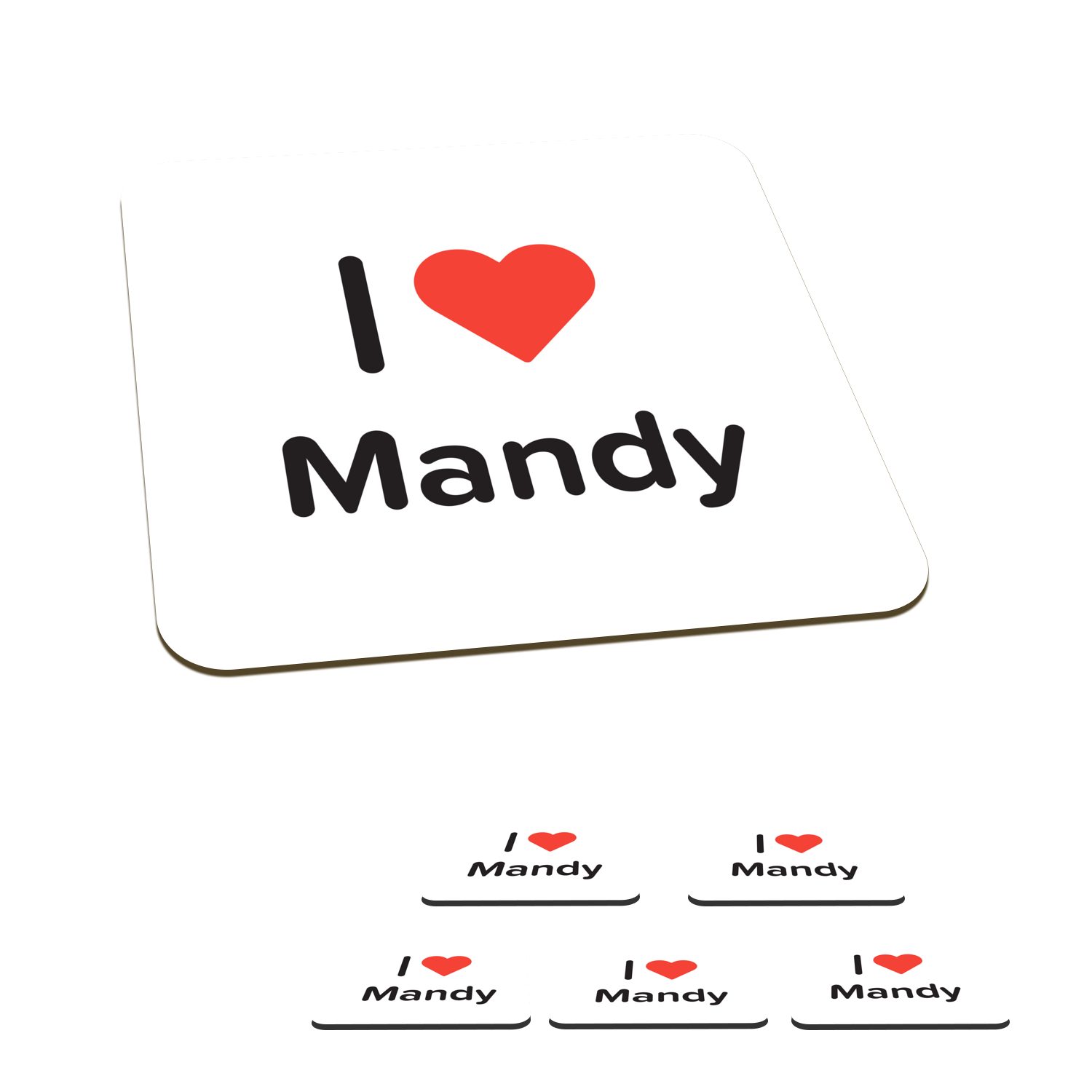 MuchoWow Glasuntersetzer Ich liebe - Mandy - Mädchen, Zubehör für Gläser, 6-tlg., Glasuntersetzer, Tischuntersetzer, Korkuntersetzer, Untersetzer, Tasse