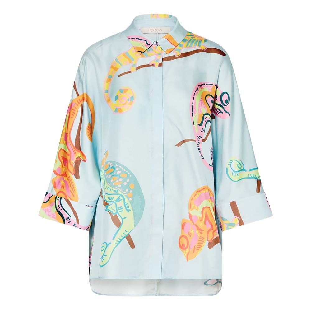 Herzensangelegenheit Blusentop HERZENS Seiden-Hemdbluse mit Allover-Muster und 3/4-Kimonoärmeln