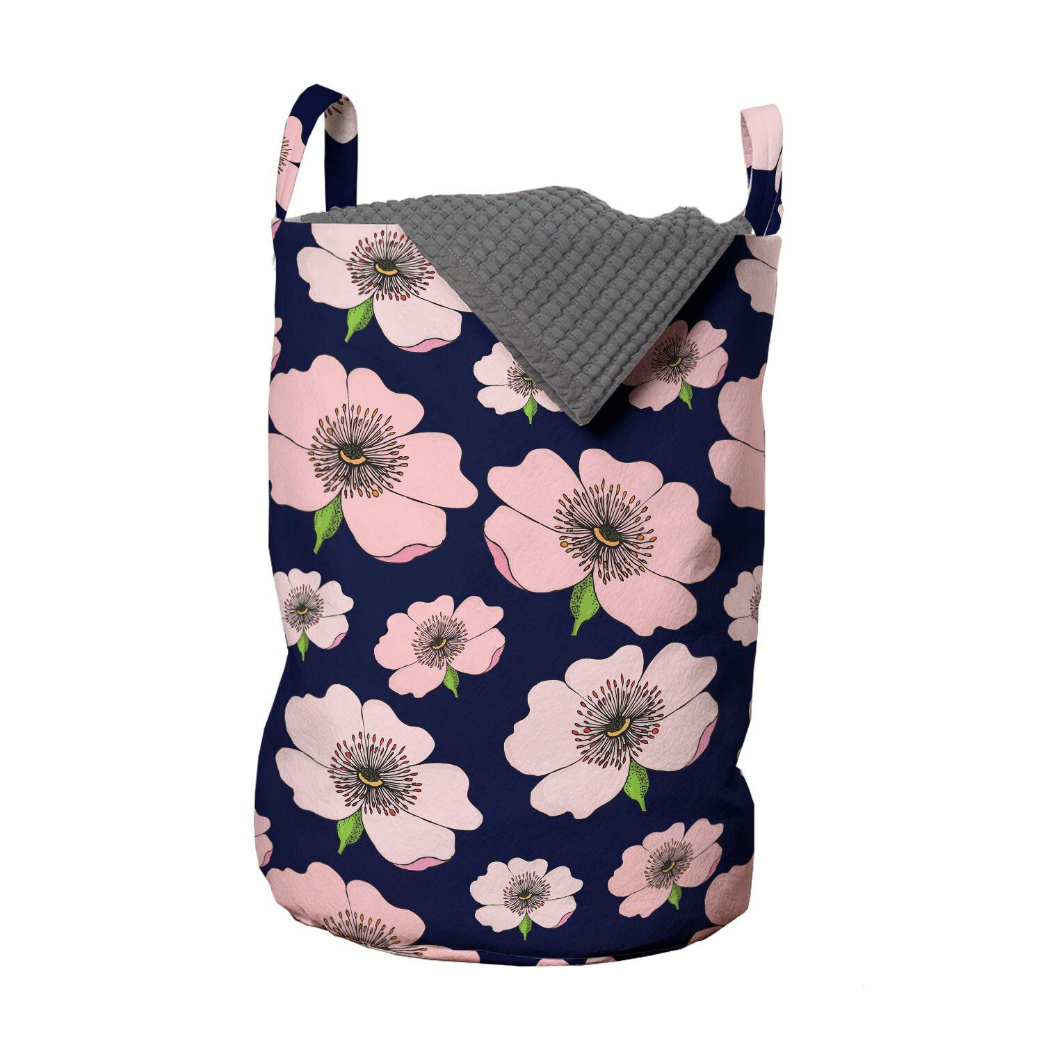 Abakuhaus Wäschesäckchen Pastellrosa-Blume Hund Blumen Waschsalons, für Kordelzugverschluss Griffen Rose Wäschekorb mit