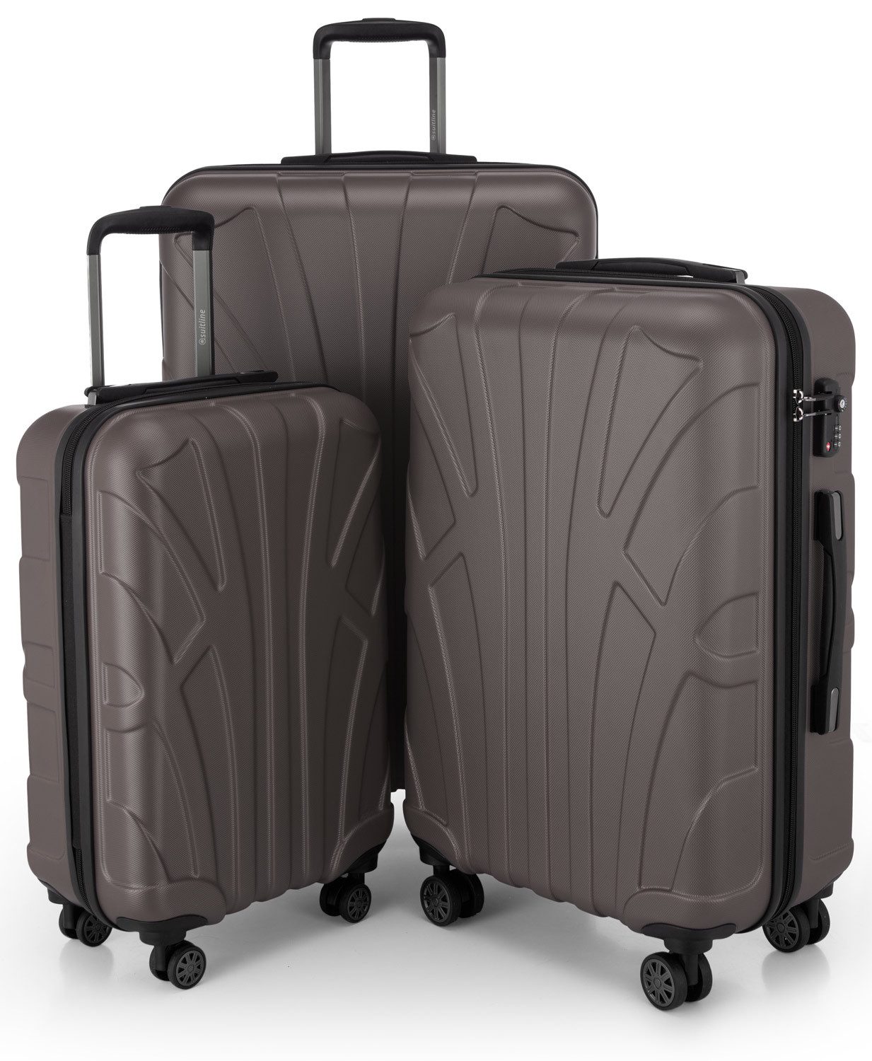 Suitline Hartschalen-Trolley S1, 4 Rollen, Kofferset 3-tlg Koffer, Trolleys TSA