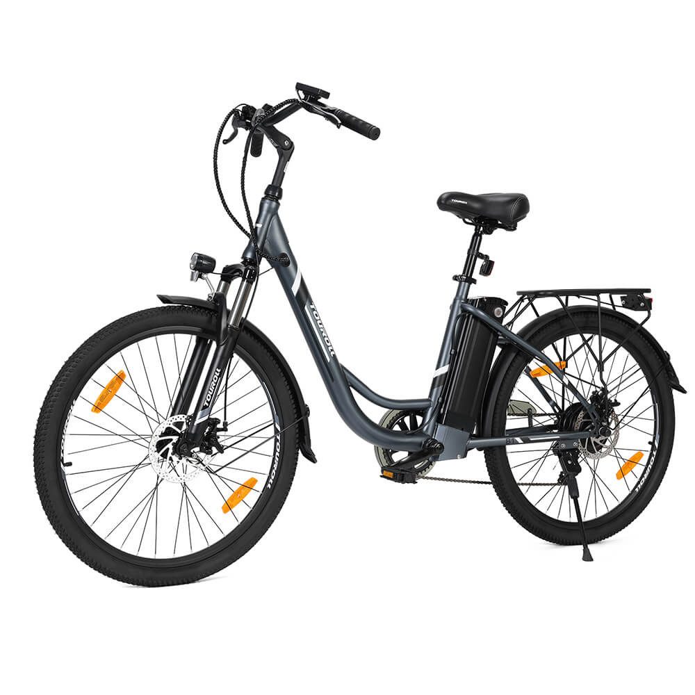Touroll E-Bike B1 Trekkingrad mit 250-W-Motor, 26"x18", 25km/h, 7 Gang, Heckmotor, 561,6 Wh, 90 km Reichweite, 7‑Gang Shimano Schaltung, Scheibenbremsen