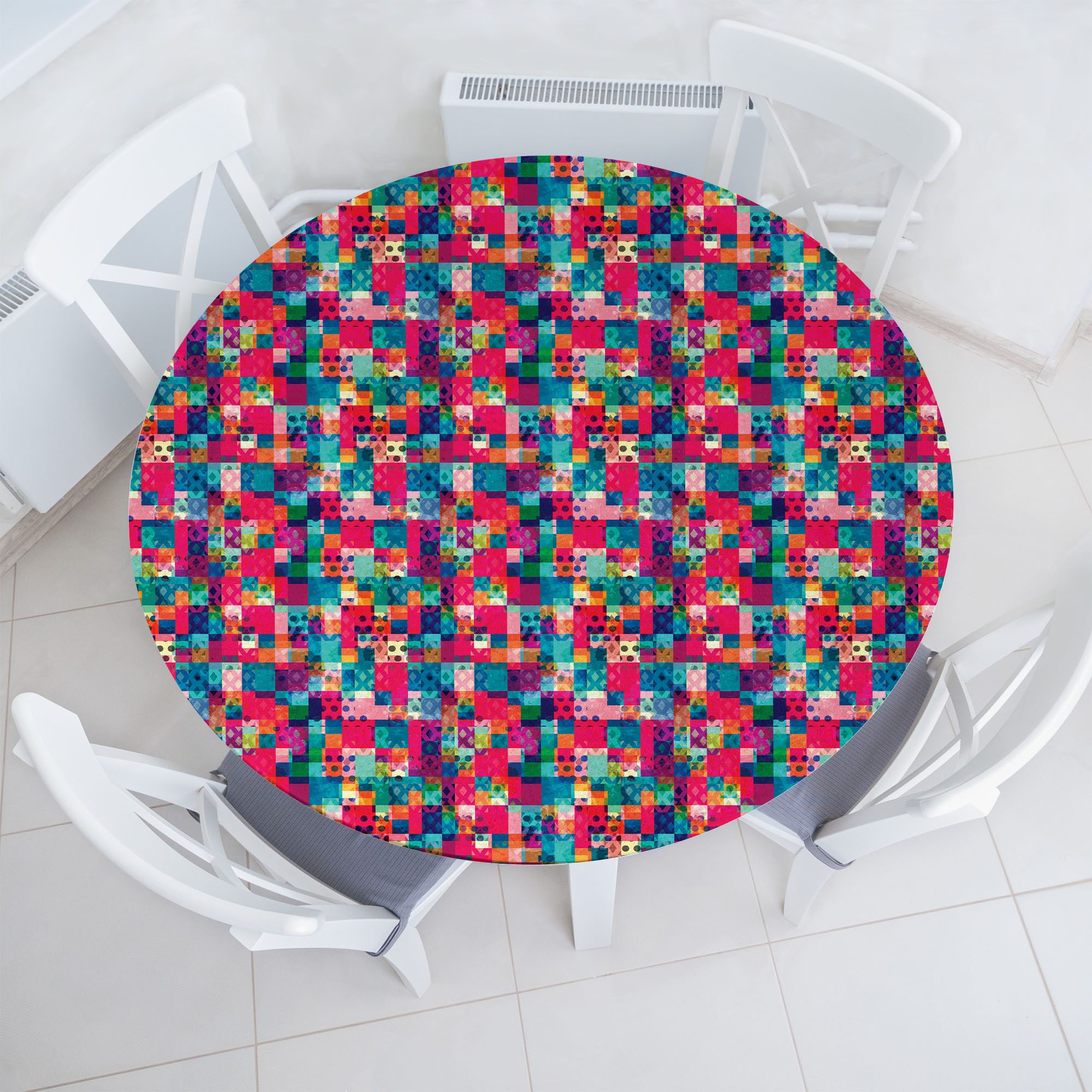 Abakuhaus Tischdecke Rundum-elastische Stofftischdecke, Geometrisch Italienisch Grunge Dots