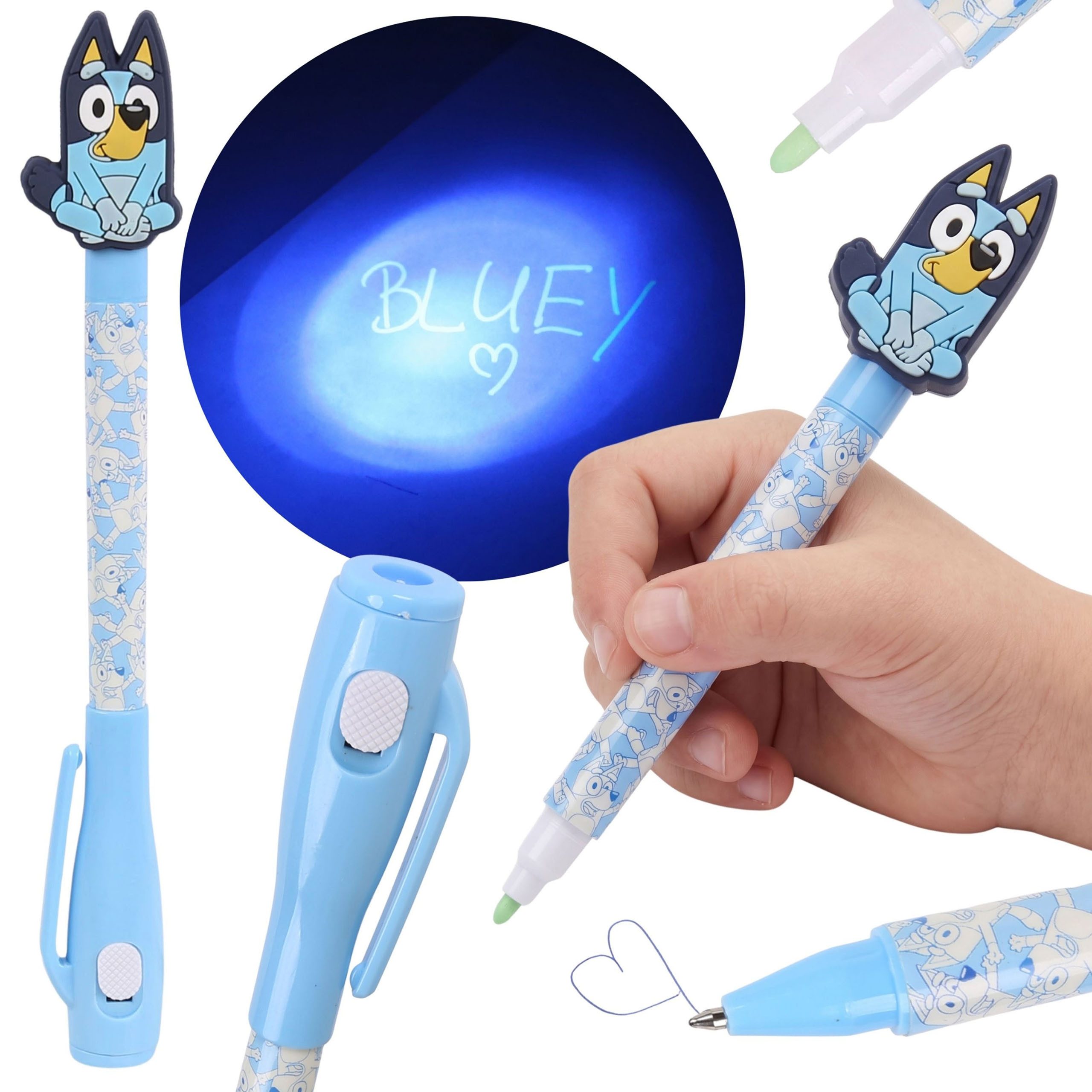 Sarcia.eu Kugelschreiber Bluey MAGISCHER GEHEIMSTIFT mit unsichtbarer Tinte und UV-Lampe