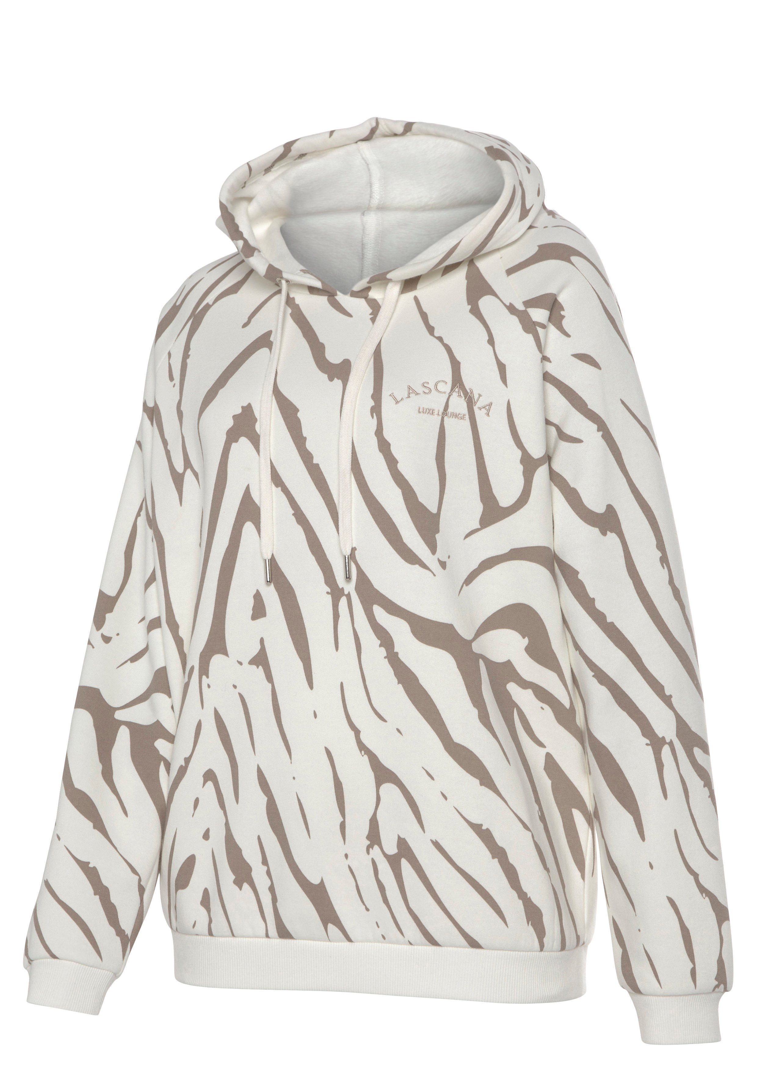 LASCANA Kapuzensweatshirt mit Zebramuster, Loungewear
