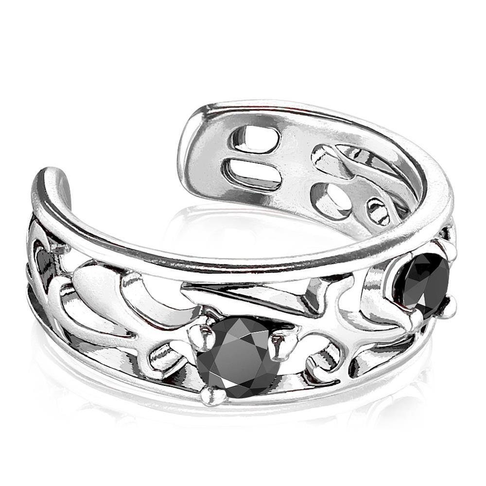 Ohrklemme Ohrklemme verzweigte Ornamente und schwarze Kristalle silber aus Messi