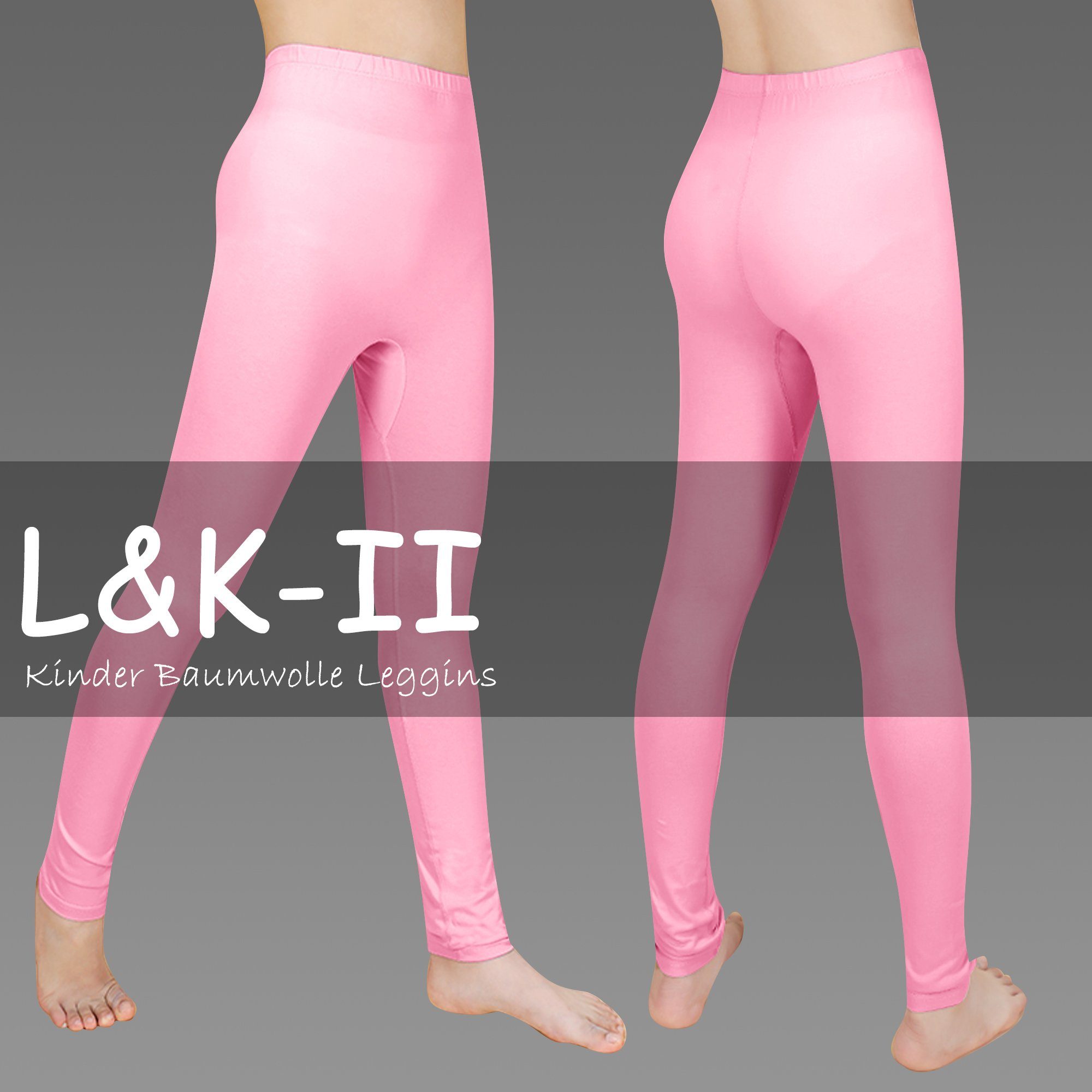 Schwarz/Pink/Hellblau Basic 2708-3er 7/8-Leggings aus Farbe L&K-II Tanzhose (3er-Pack) Mädchen Uni Baumwolle