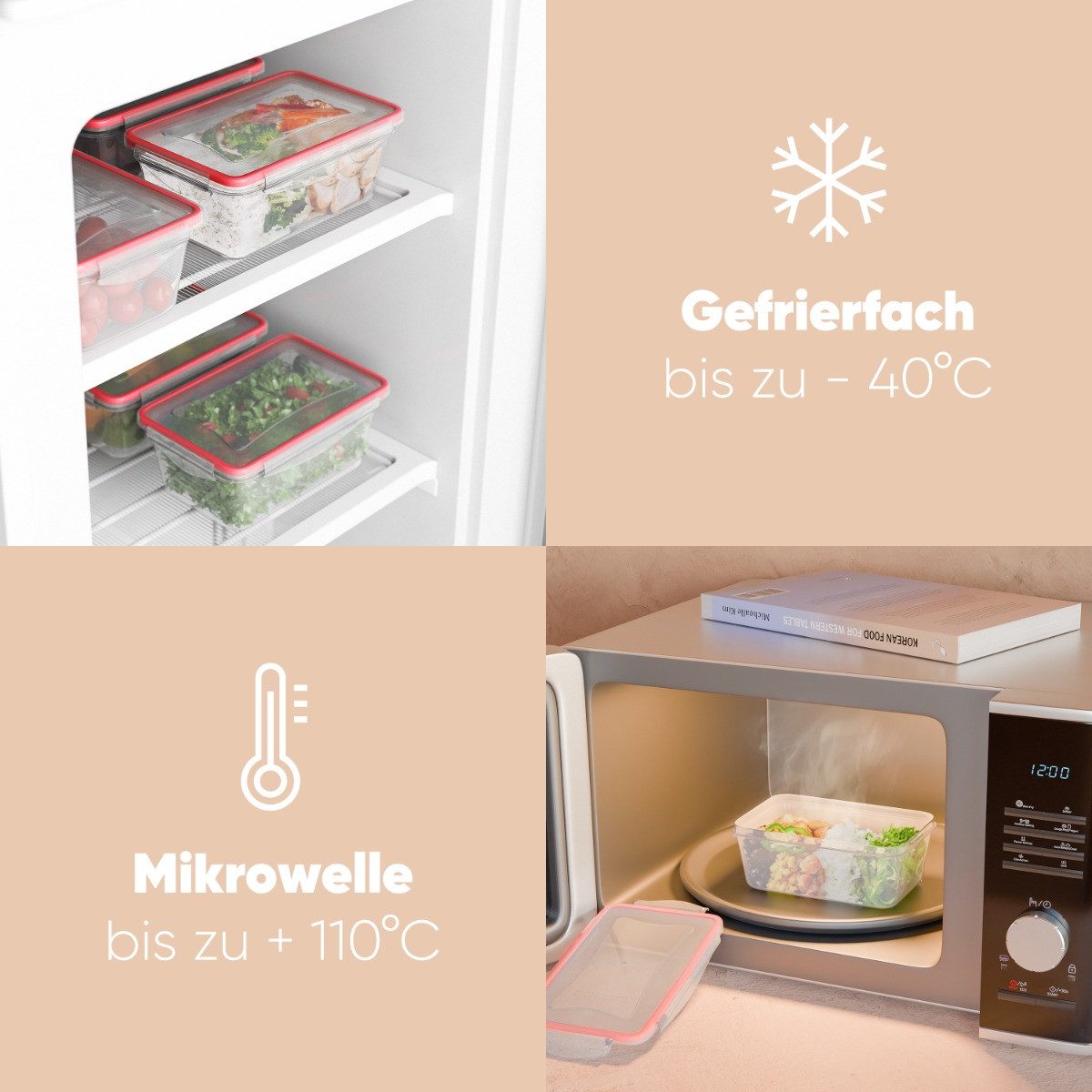 classbach Frischhaltedose C-FHD 4009 K, Frischhaltedosen mit Deckel, 14er Set, 100% dicht – Bild 3 von 5