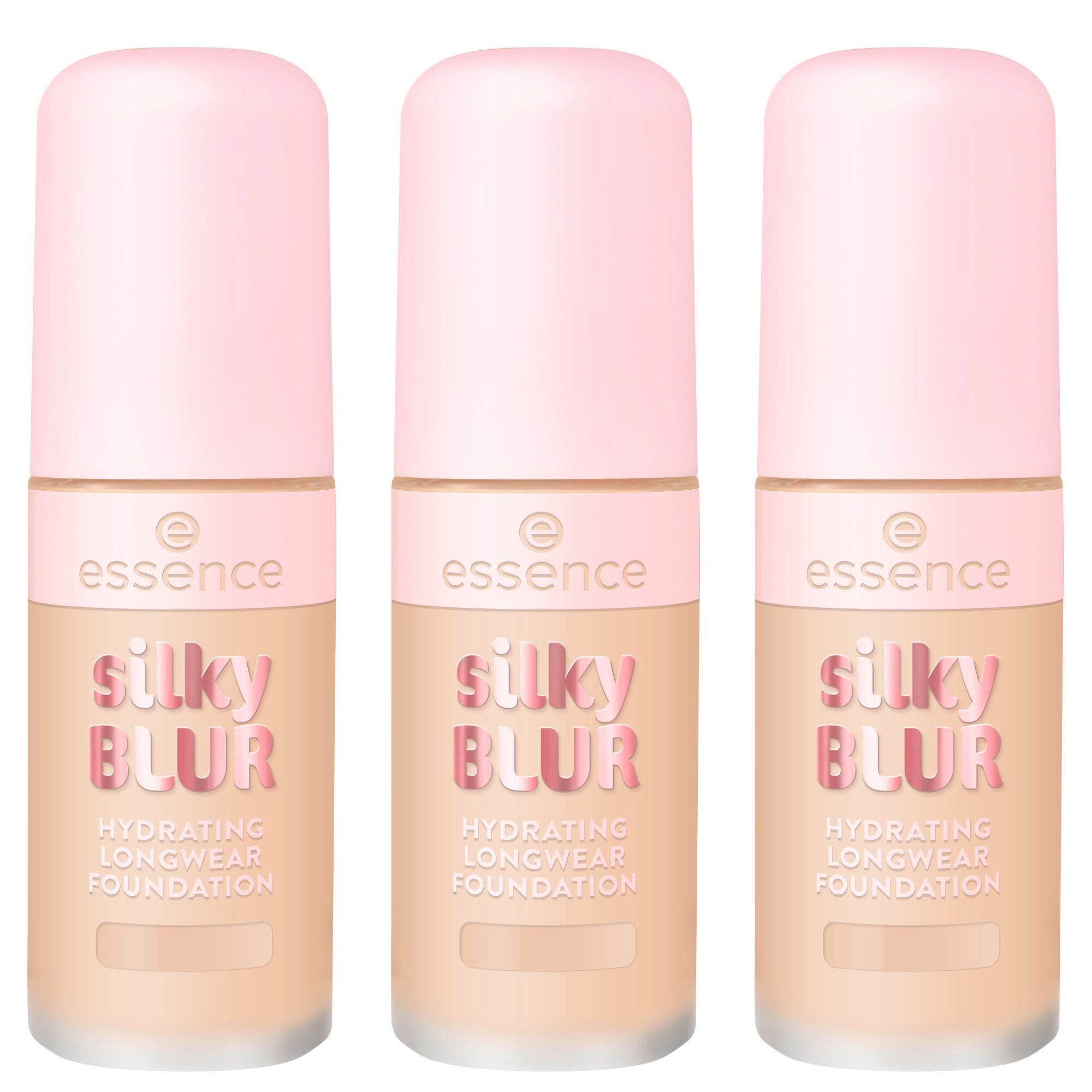 Essence Foundation SILKY BLUR HYDRATING LONGWEAR FOUNDATION, 3-tlg.