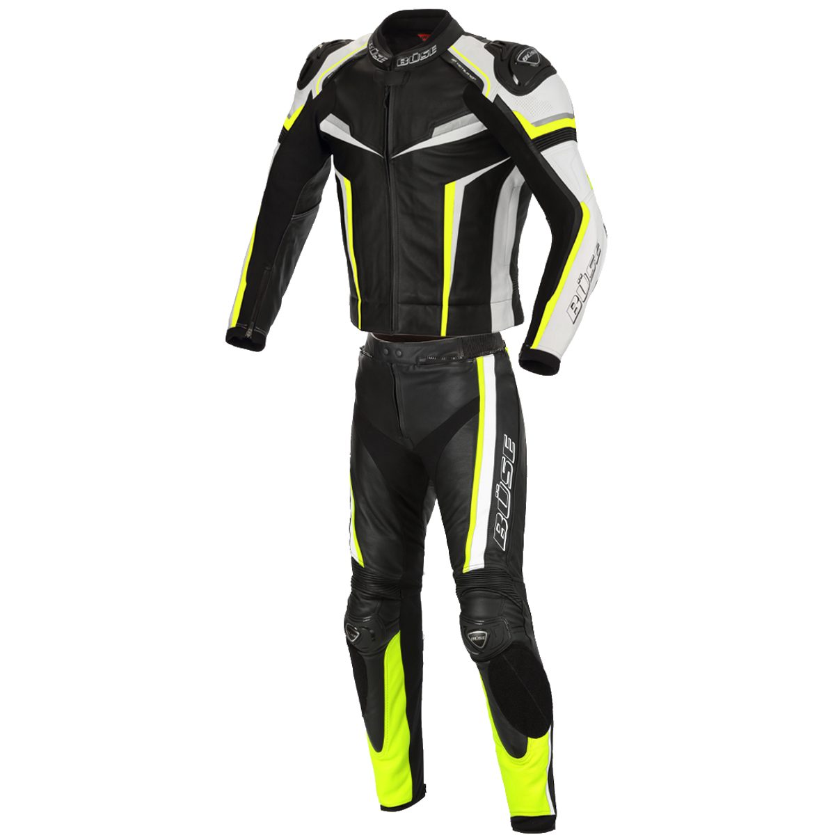 Motorradkombi Büse Lederkombi Mille 2tlg. schwarz / neongelb Herren