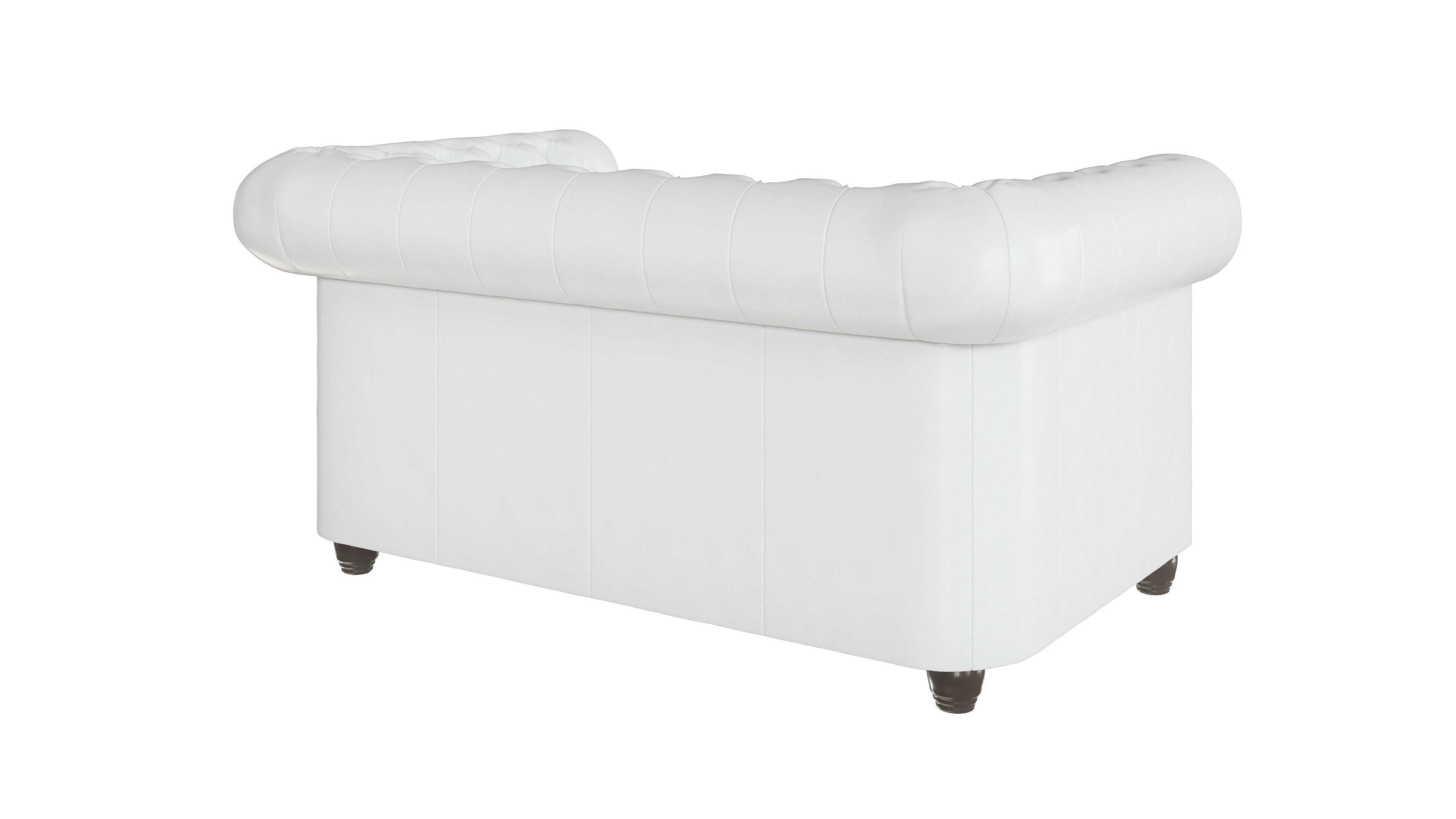 mit Jeff S-Style 2-Sitzer Wellenfederung Weiß Sofa, Möbel Chesterfield