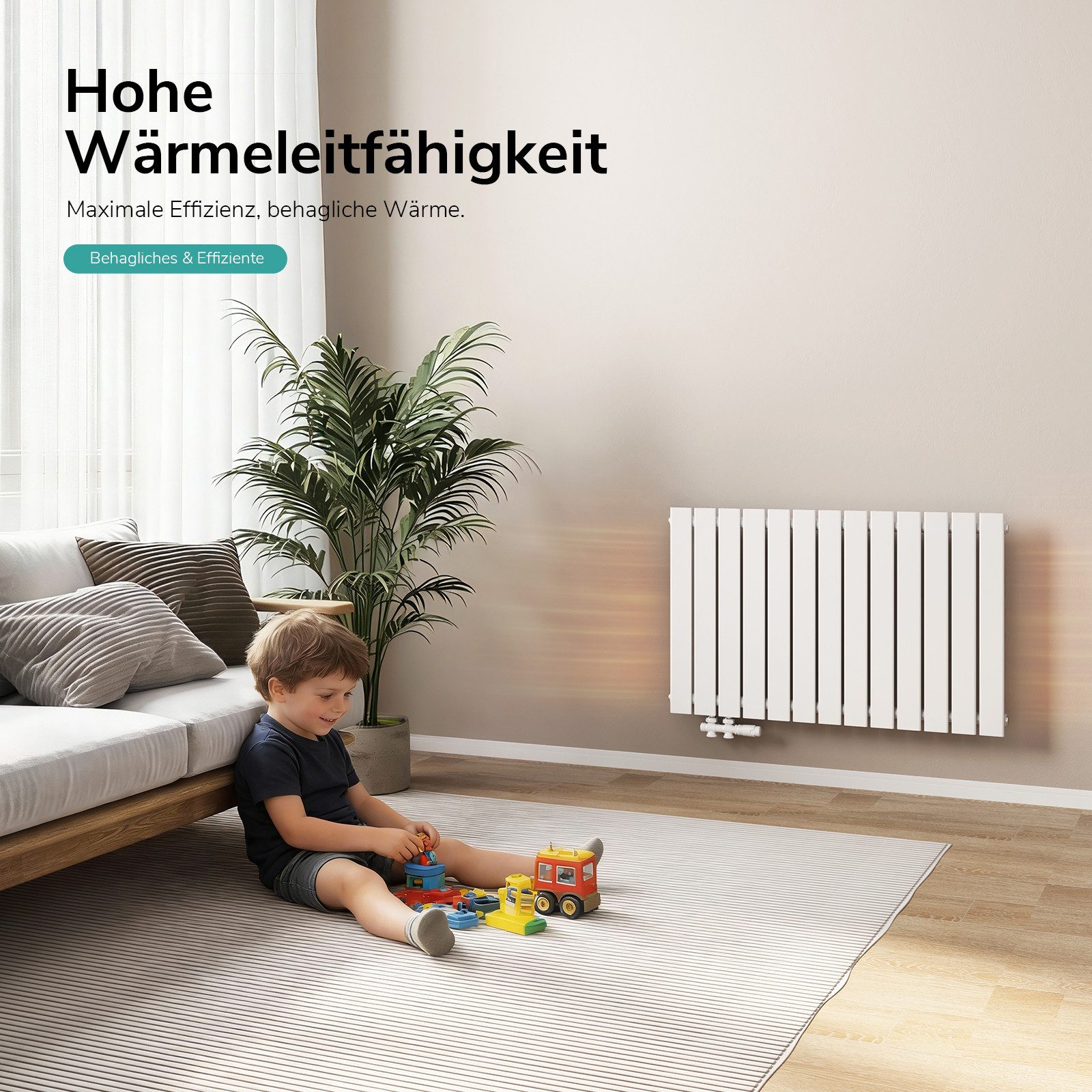 EMKE Heizkörper Einlagig Flach Horizontal Design Paneelheizkörper Höhe: 63c günstig online kaufen