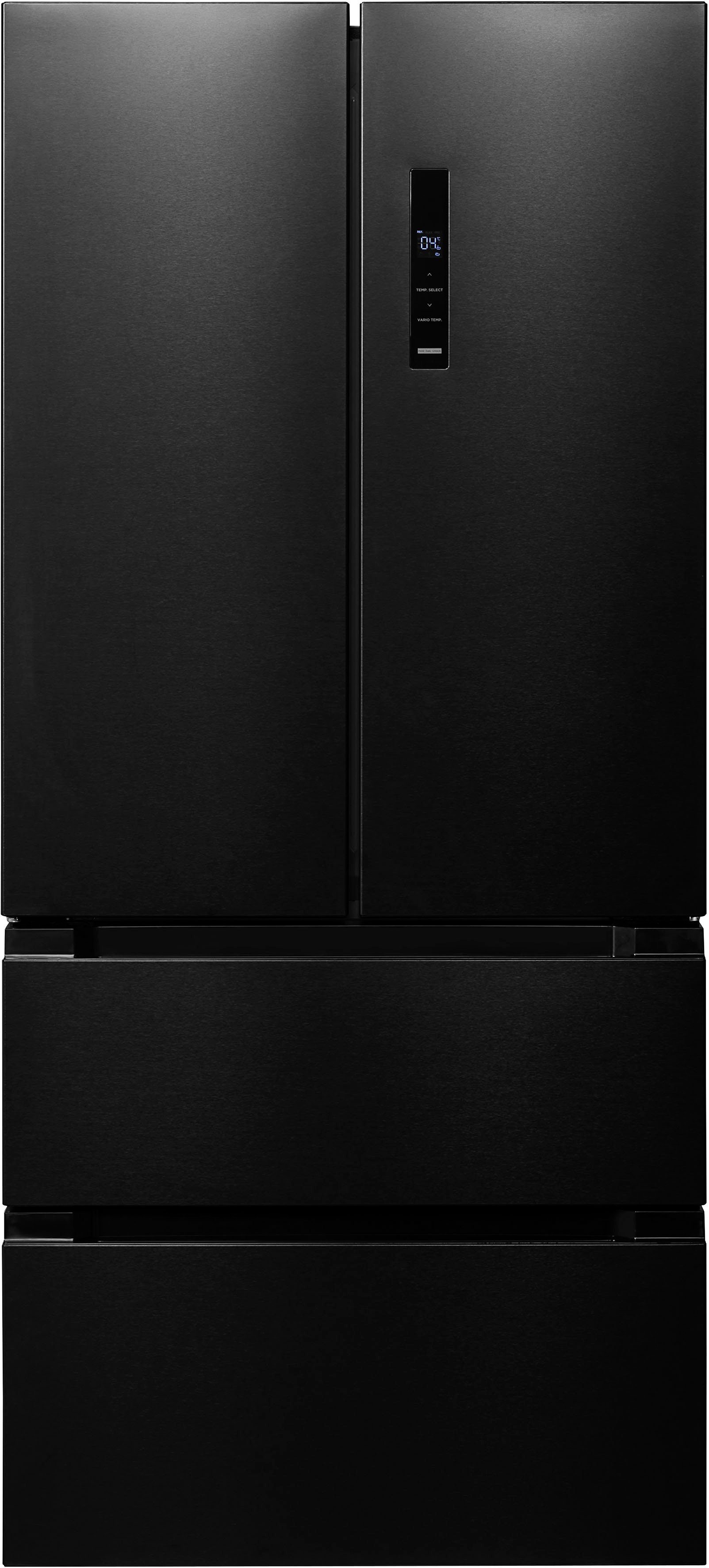 Hanseatic French Door HFD18983CBI, 189,8 Display, schwarz-edelstahlfarben Schnellkühl-/Gefrierfunktion, cm hoch, NoFrost, cm Türalarm breit, 83,3