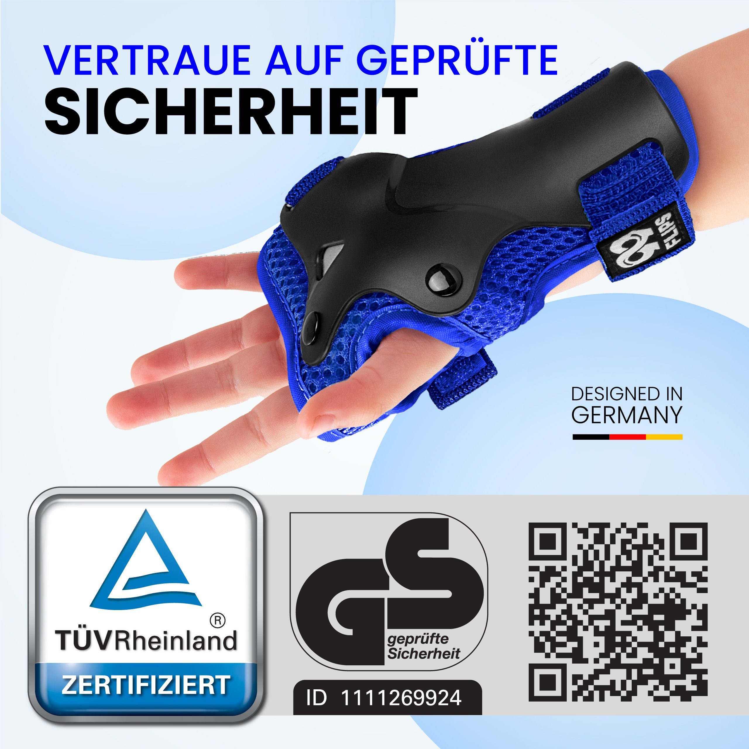 99FLIPS Protektoren-Set Schoner Inliner skates Kinder Set Skateboard Protektoren Schützer (Knieschoner Kinder Schutzausrüstung für Rollschuhe & Skateboard, 6-tl – Bild 2 von 5