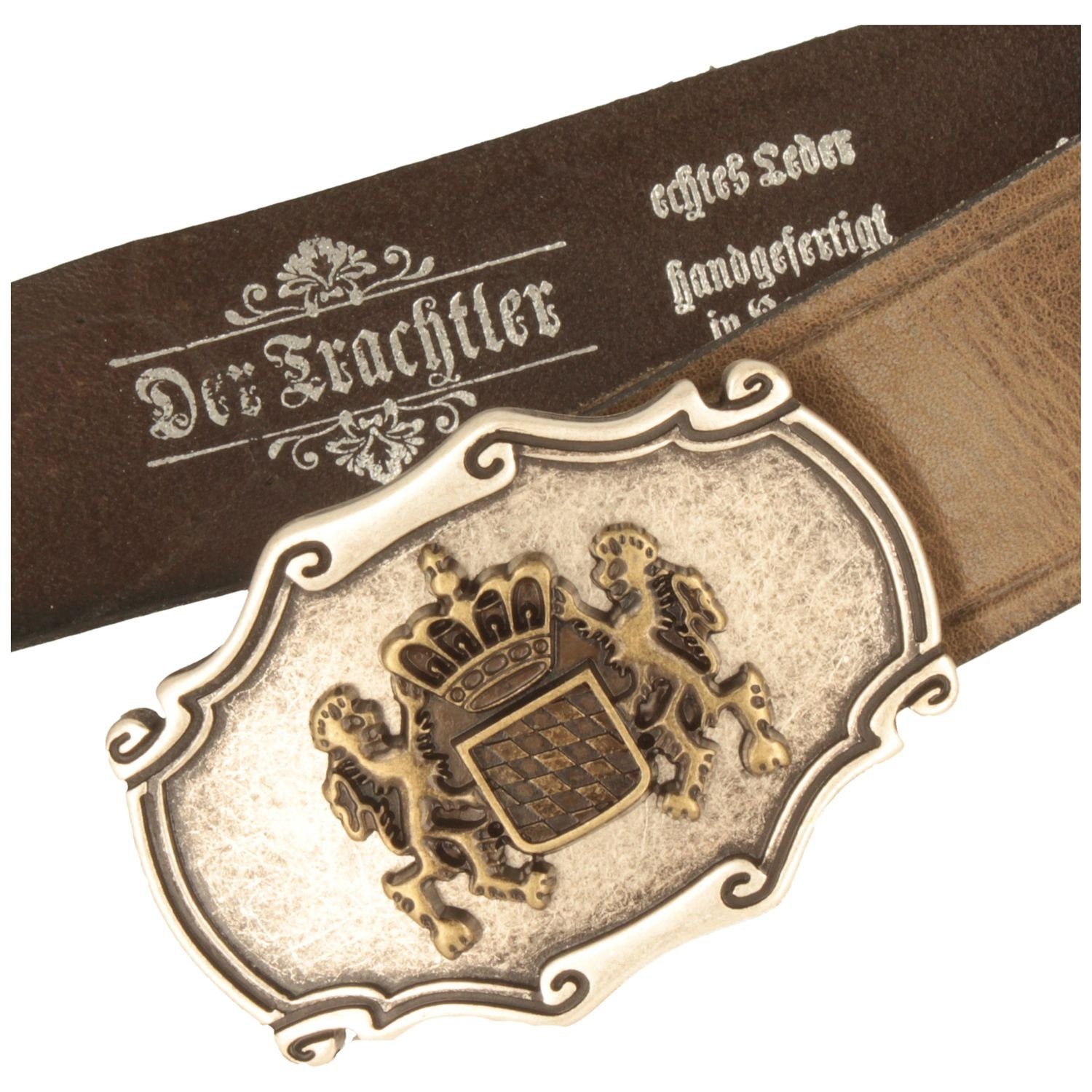 Breiter Ledergürtel Trachten mit bayerischem Wappen-Löwen