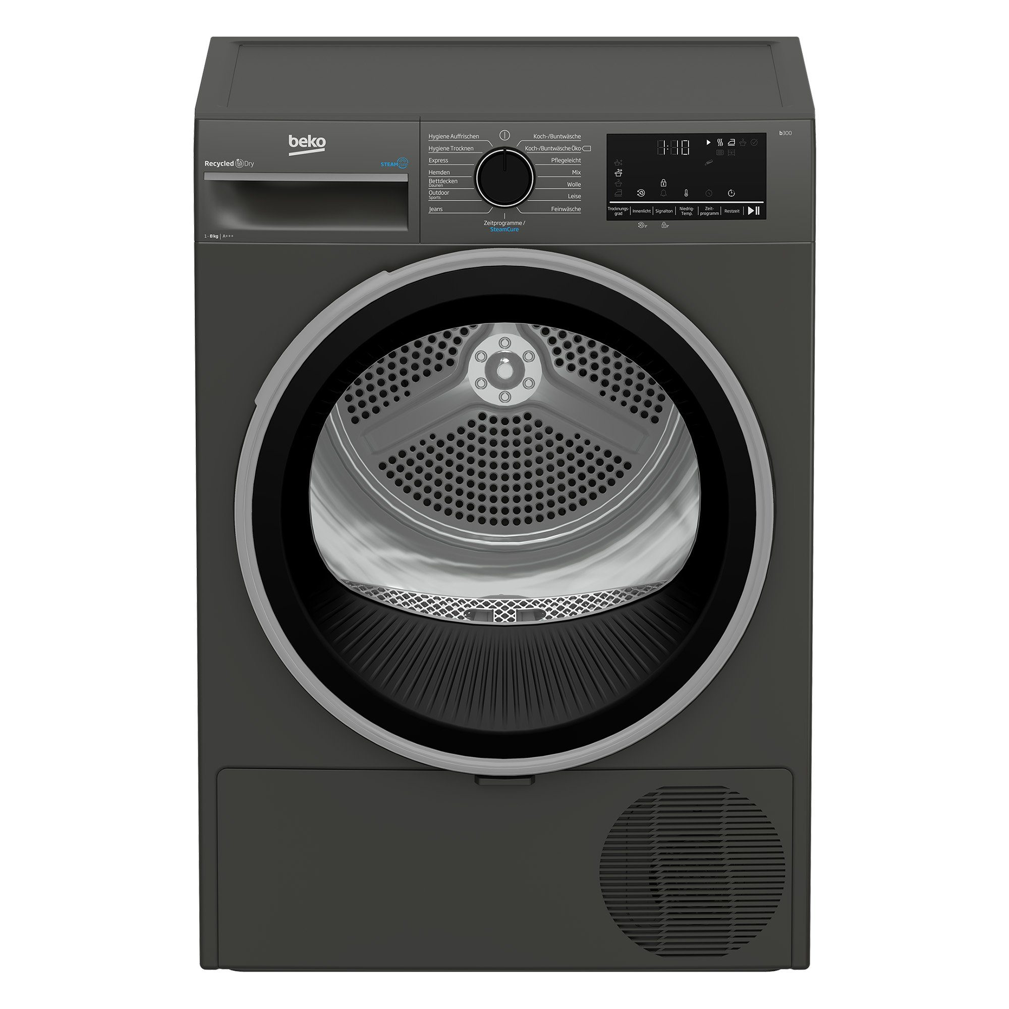 BEKO Wärmepumpentrockner Manhattan Gray B3T22491M, Dampffunktion, Silent-Programm, Allergikergeeignet, Aquawave