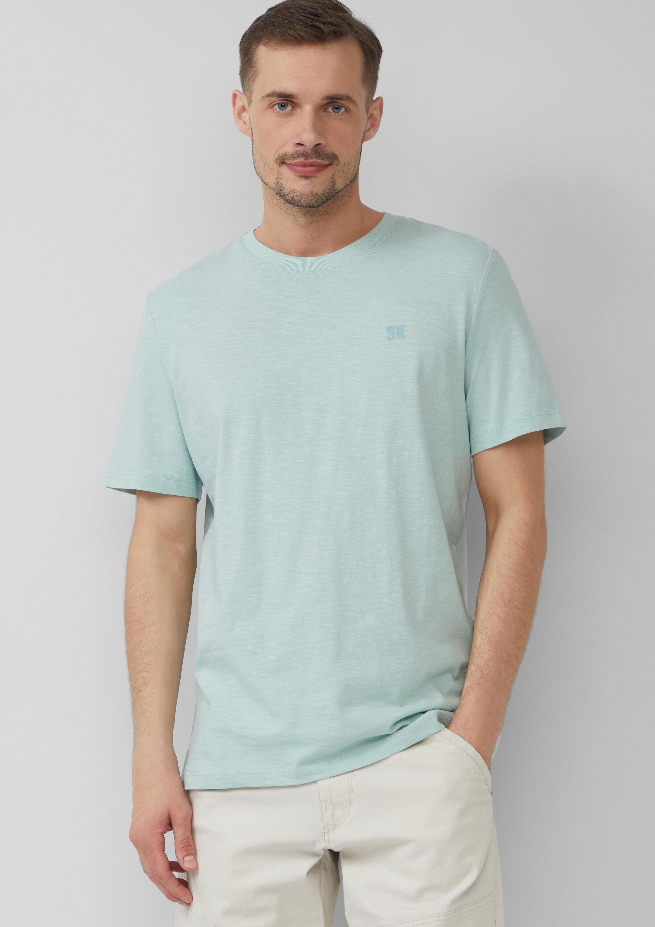 s.Oliver Kurzarmshirt T-Shirt T-Shirt mit Flammgarnstruktur und Logo-Print günstig online kaufen