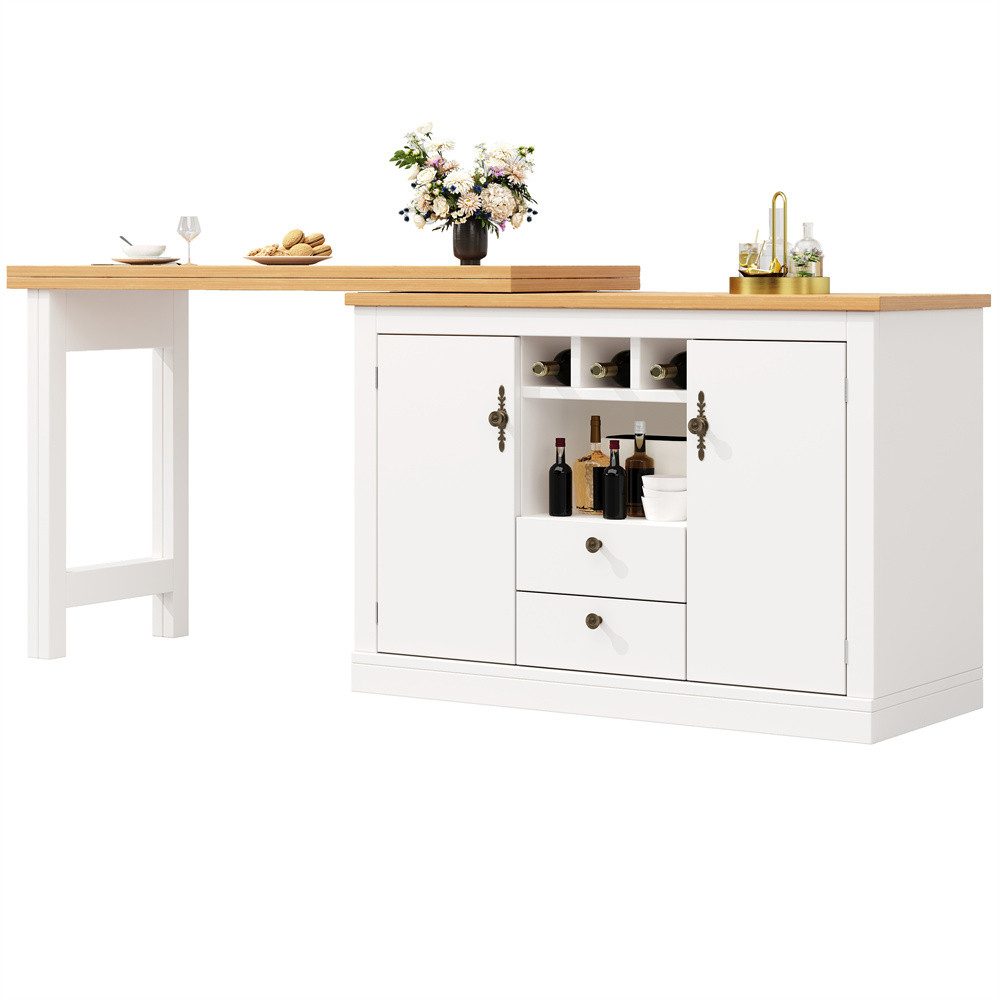 MODFU Bartisch Kücheninsel, Reversibel Tisch (Ausziehbarer günstig online kaufen