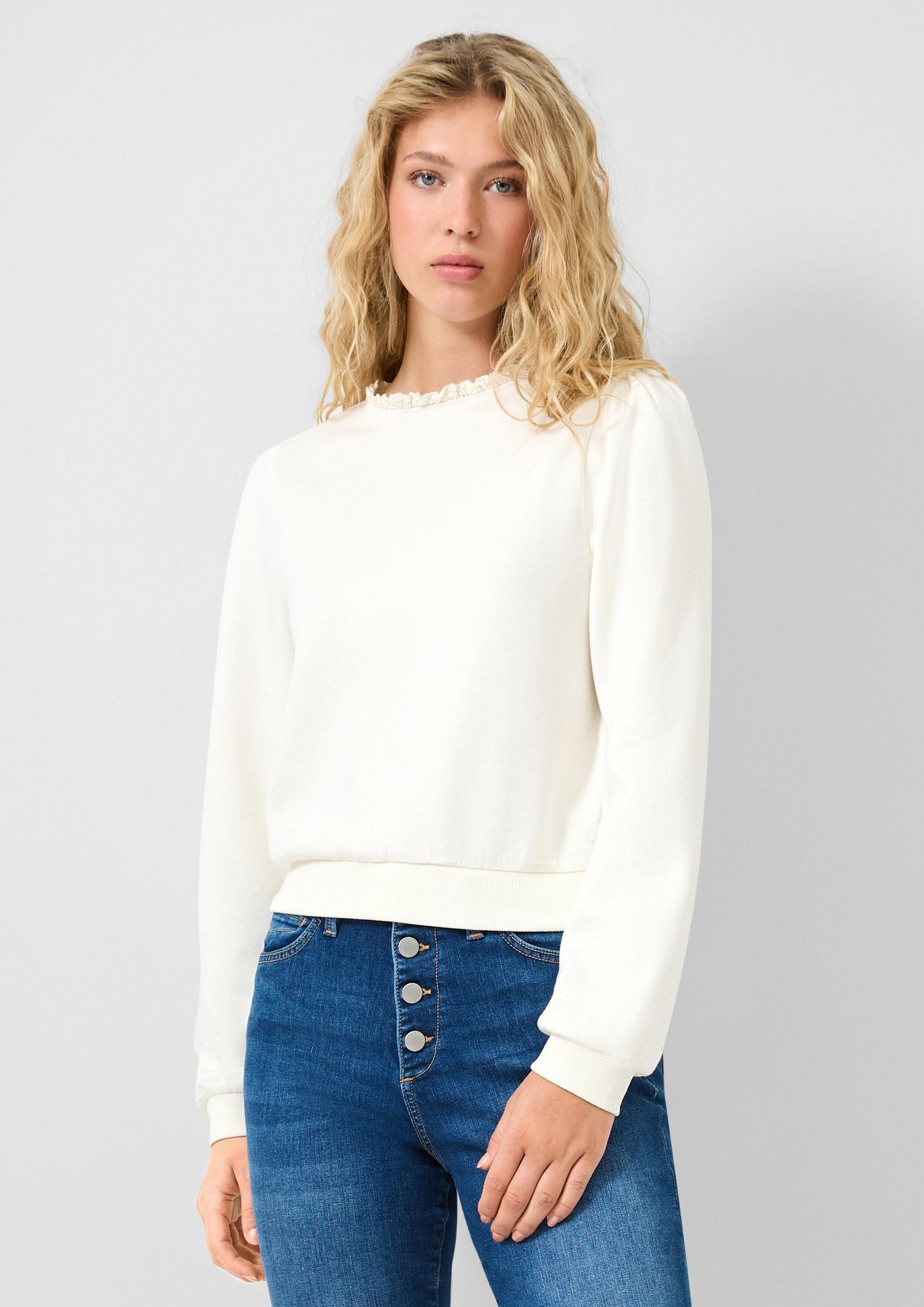 QS Sweatshirt Sweatshirt Sweatshirt mit Spitze