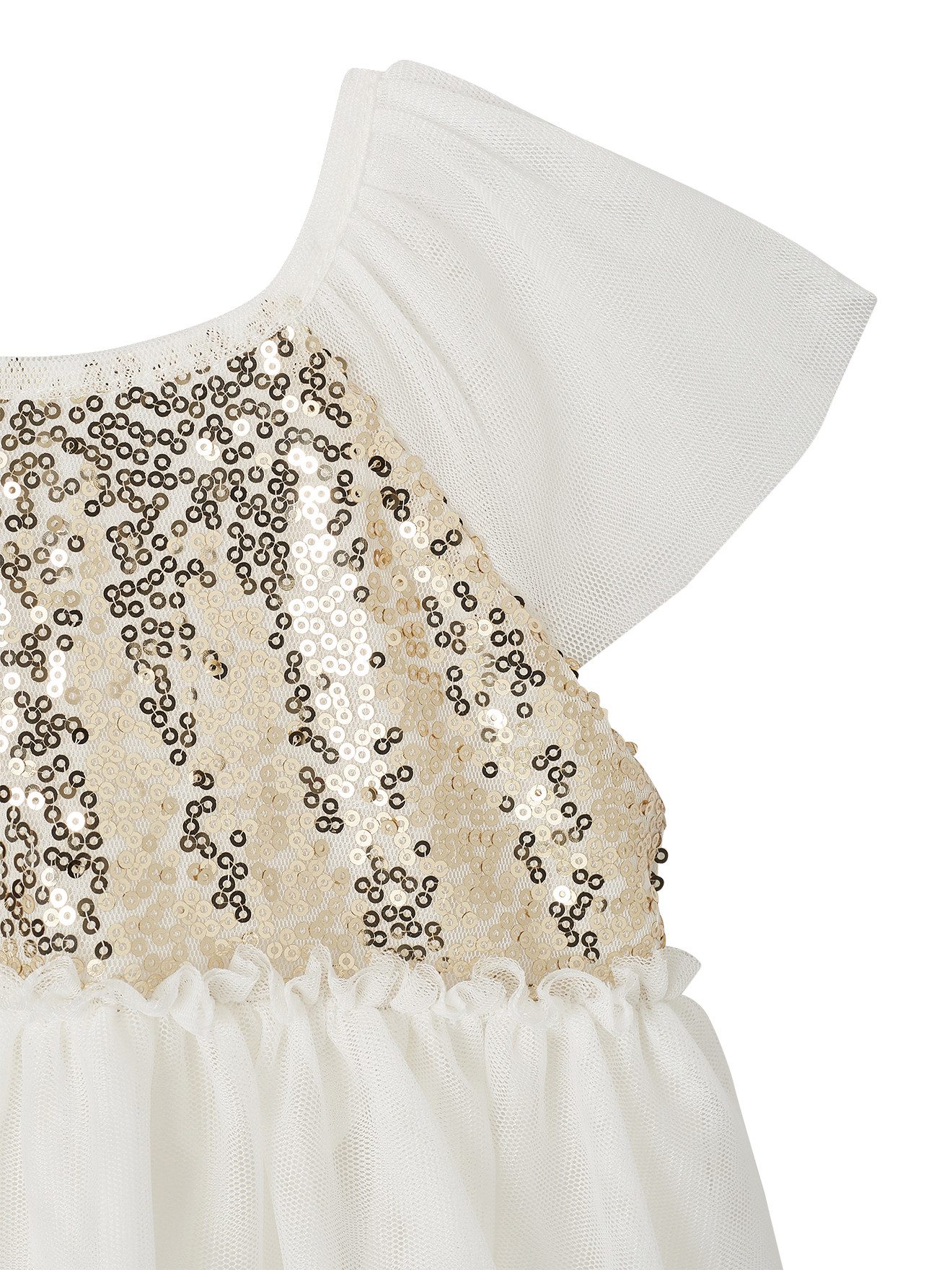 vertbaudet Minikleid Kurzärmeliges Mädchen Festkleid mit Pailletten – Bild 3 von 5