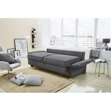 JOB Schlafsofa LENNY 414/09 Grau Schlafsofa Bettfunktion Jugendsofa Couch 3 Sitzer Sitzsofa Kuschelsofa ca. 210 cm