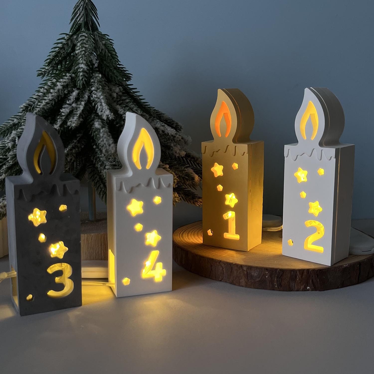 Coonoor Modellierwerkzeug Weihnachten Silikon Gießform 1-4 Kerzenform Weihnachtsdekoration, (1 St) – Bild 4 von 5