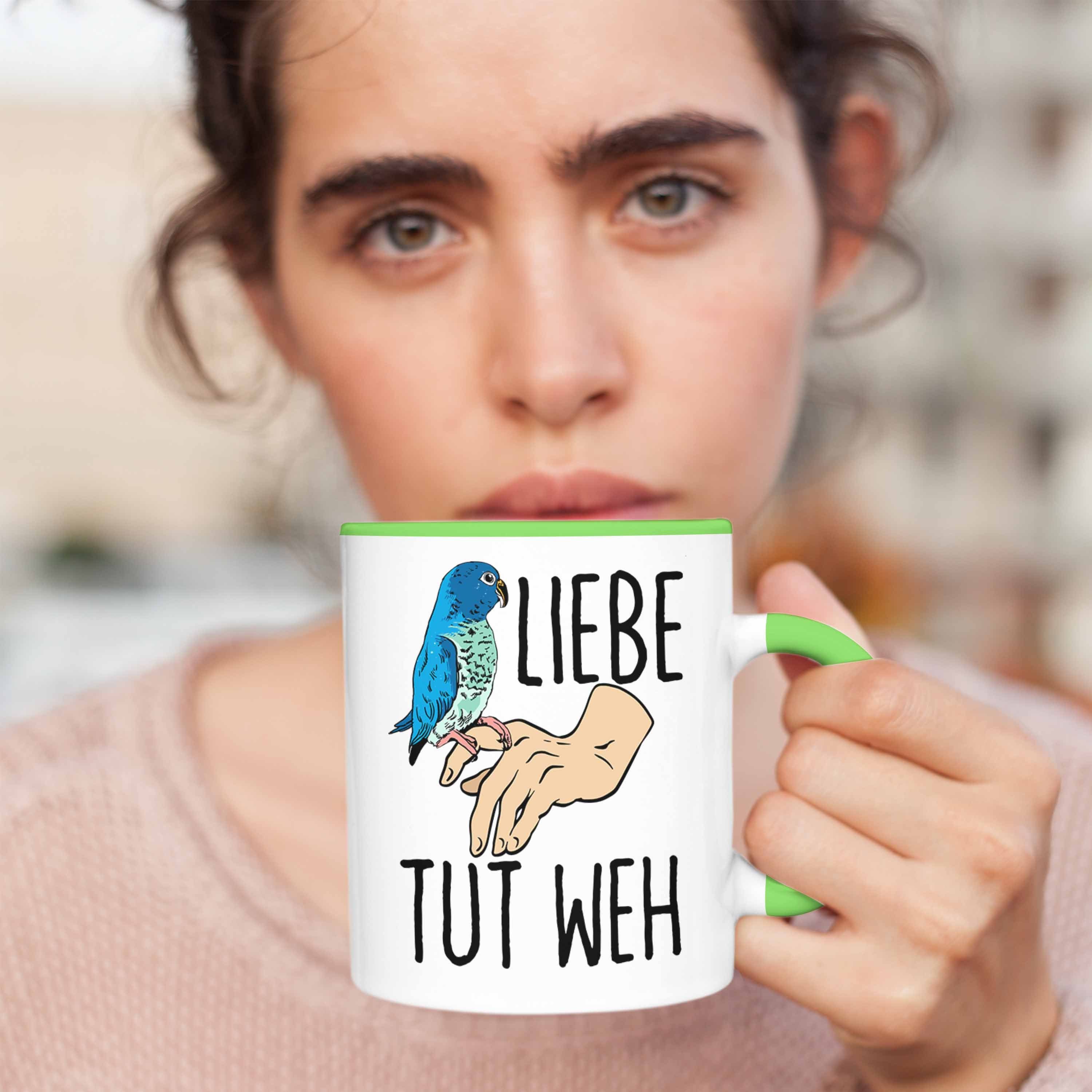 Lustige Trendation Tasse Geschenk Wellensittich-Tasse Grün für Wellensittich-Besitzer Liebe